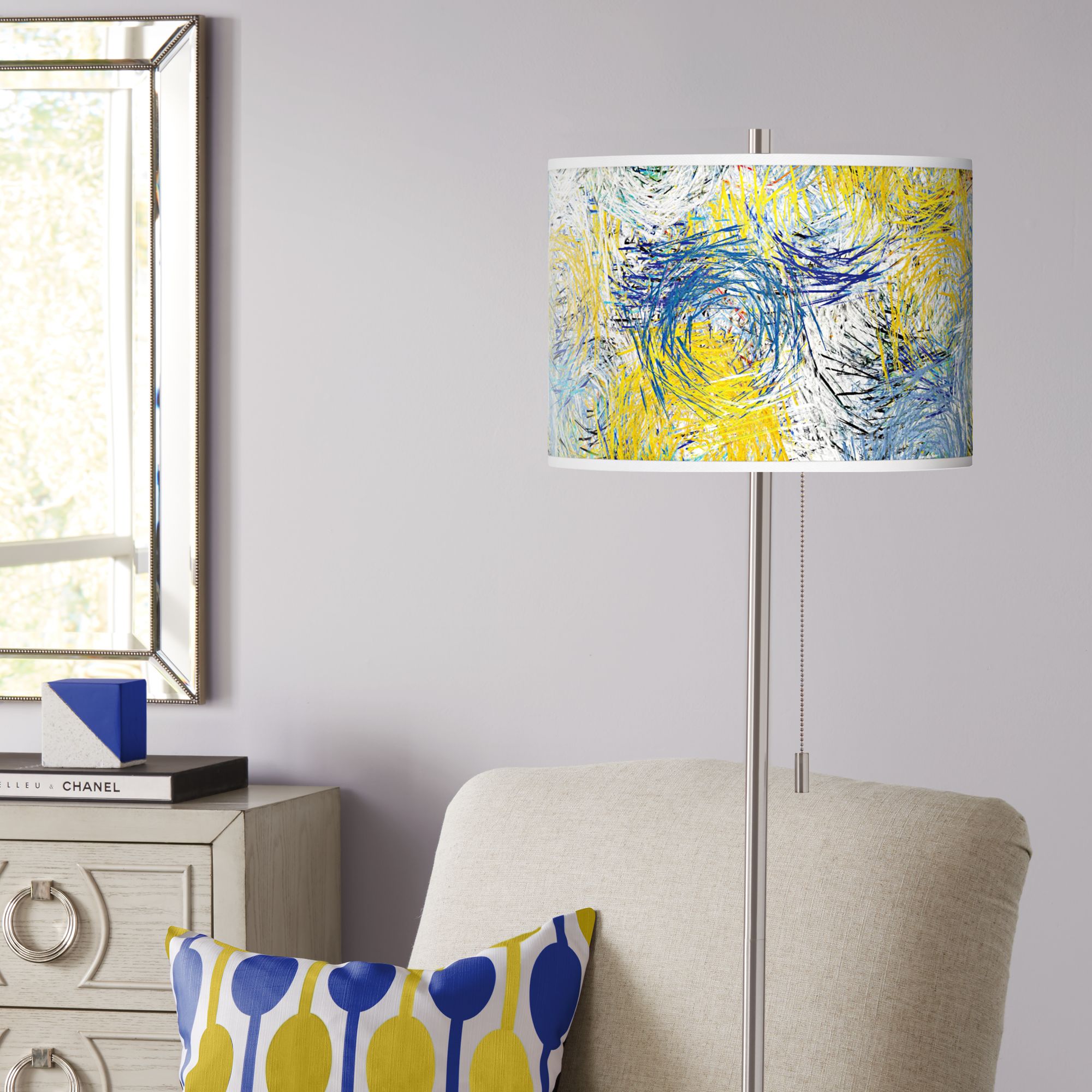 Starry Dawn Brushed Nickel Pull Chain Floor Lamp 55G22 Lamps Plus