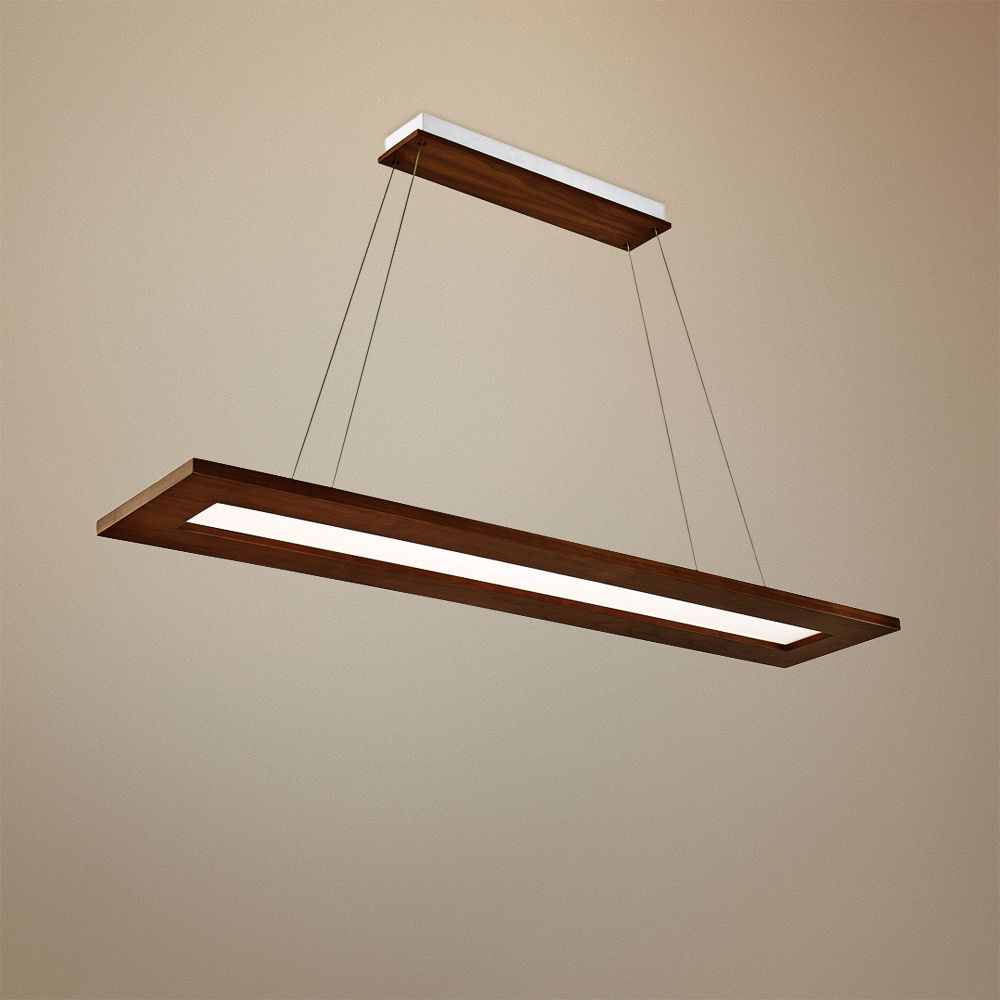 Tablet 60" Wide Dark Walnut LED Kitchen Island Light Pendant