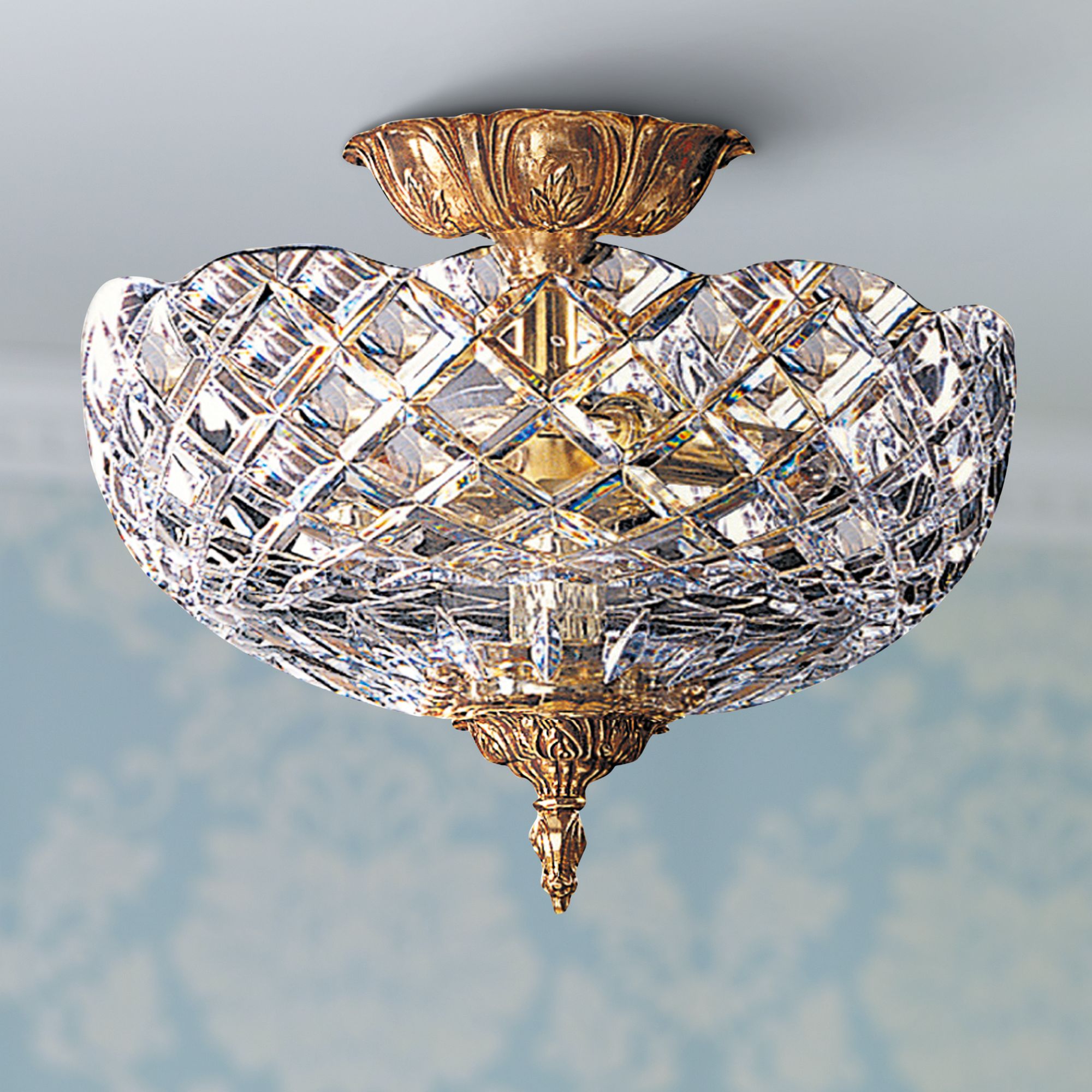 Crystorama Ceiling Mount 12" Wide Olde Brass Light