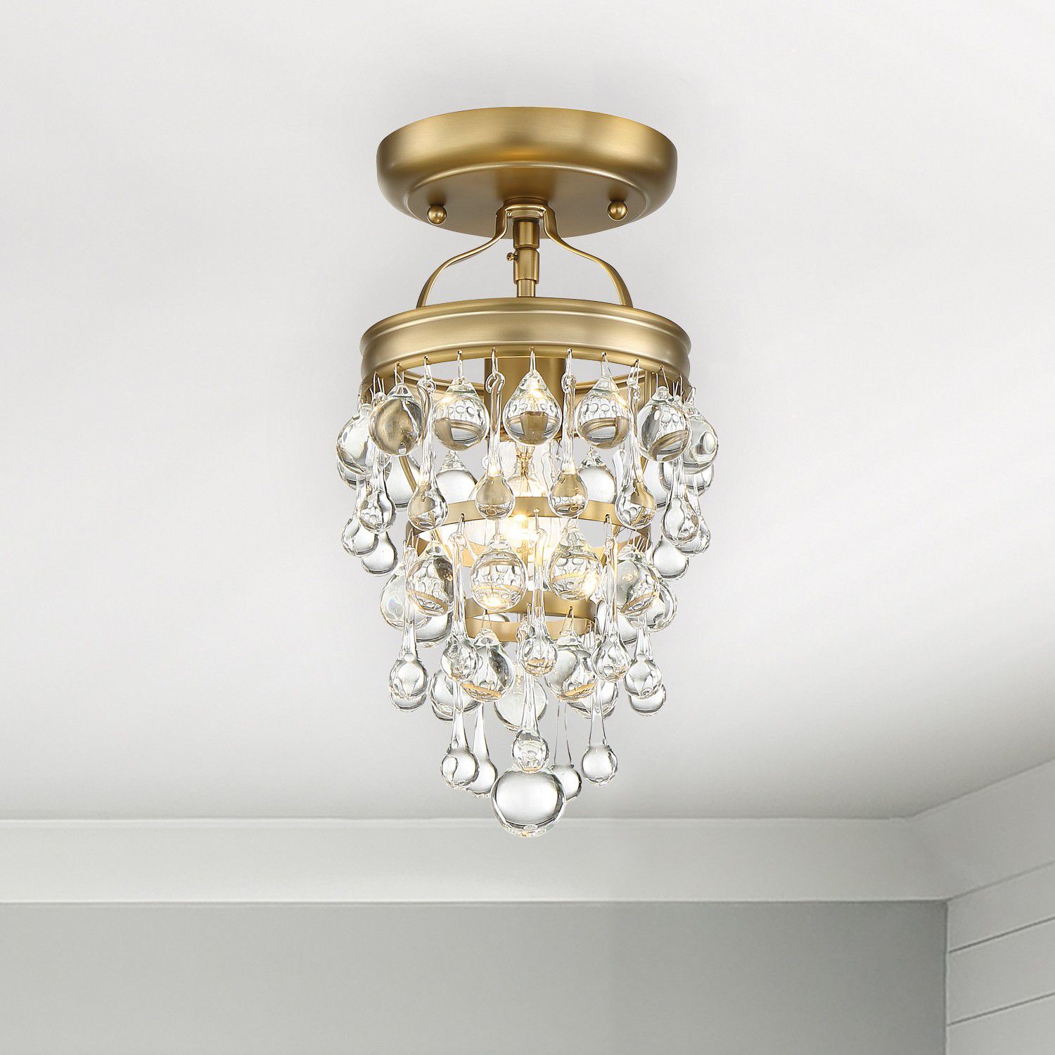 Crystorama Calypso 7 1 2 Wide Vibrant Gold Ceiling Light 55m45
