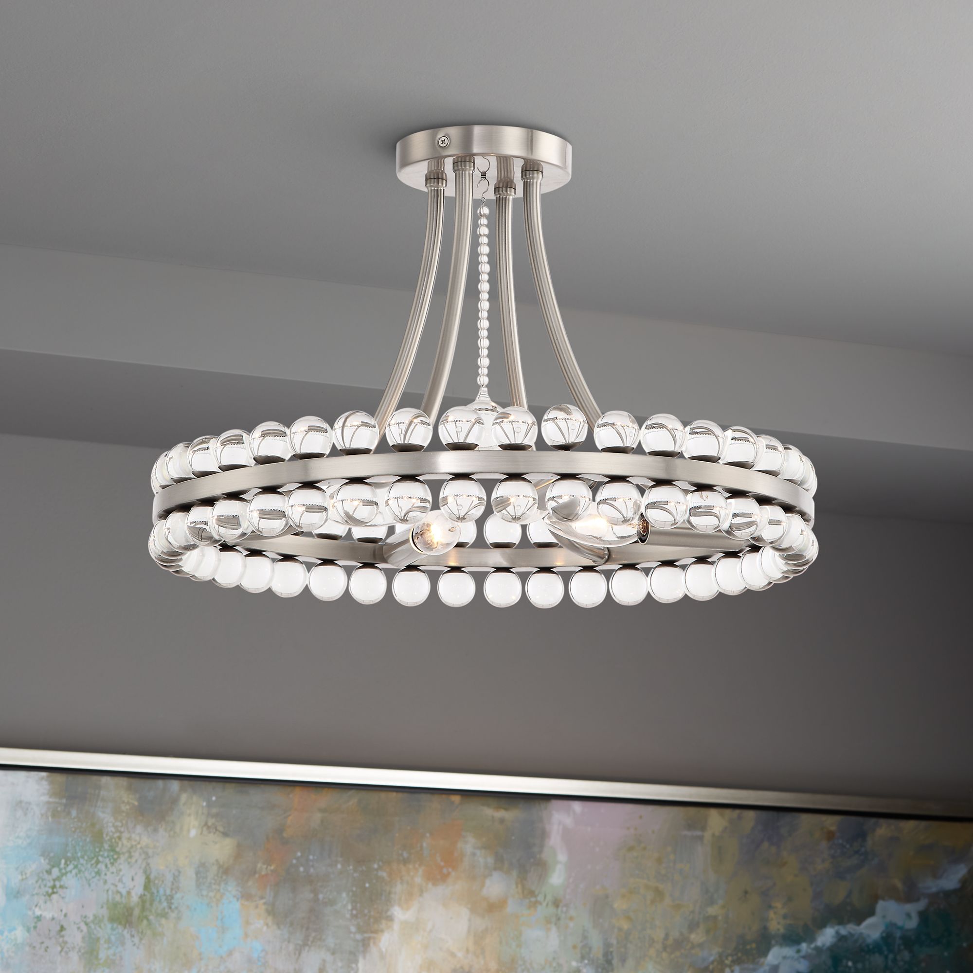 Crystorama Clover 18" Wide Brushed Nickel Ceiling Light