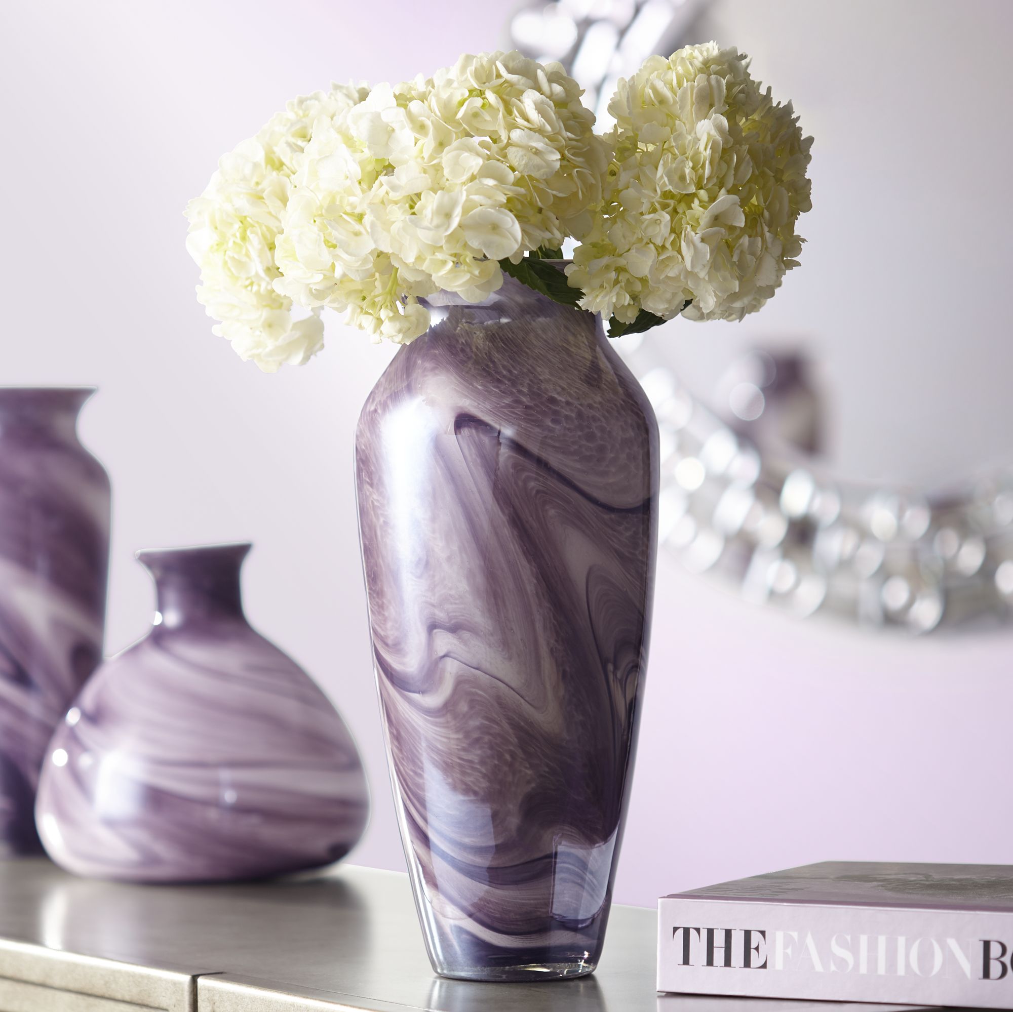 Barton Purple Swirl 14 1/2" High Large Glass Vase