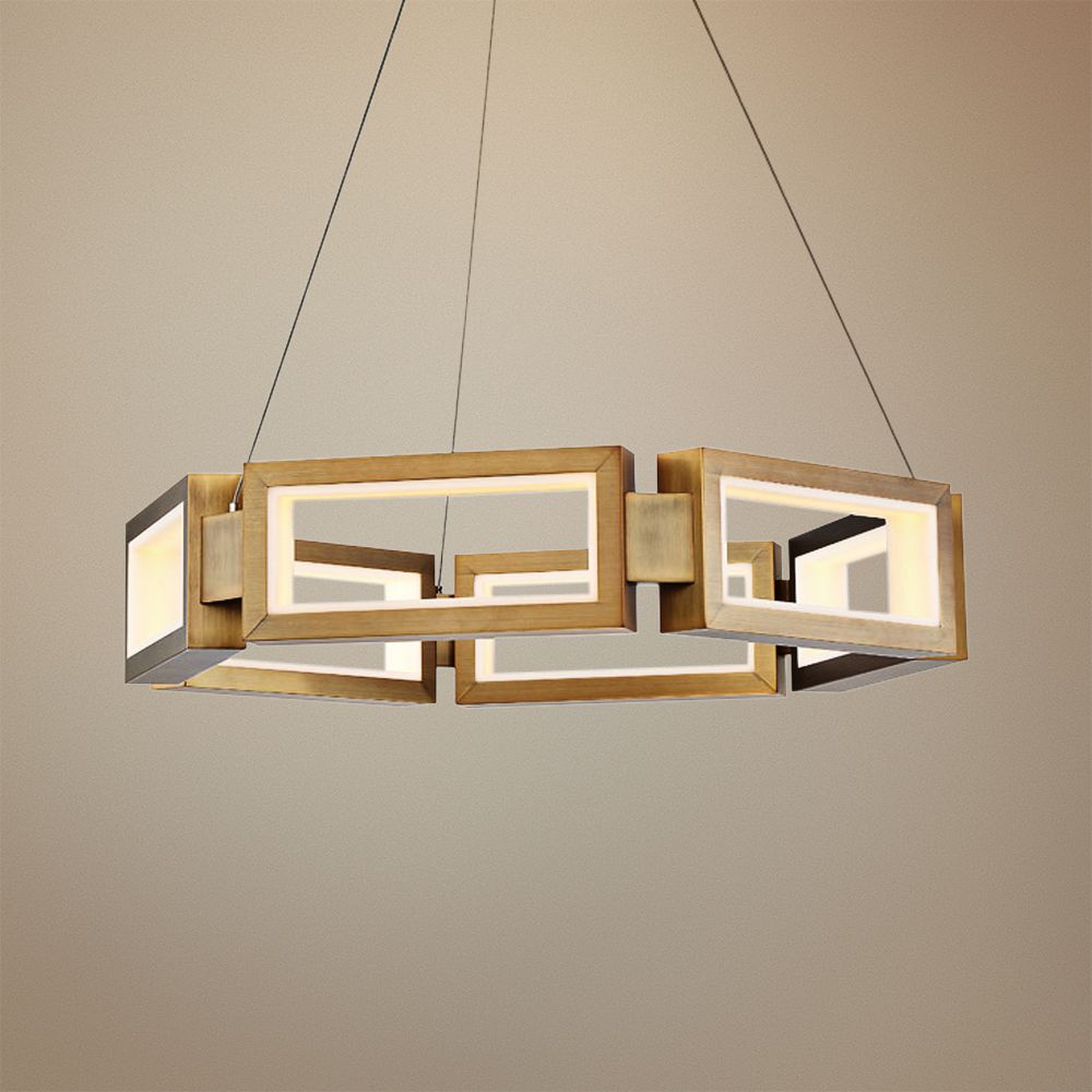 Modern Forms Mies 29"W Aged Brass 6-Light LED Chandelier 