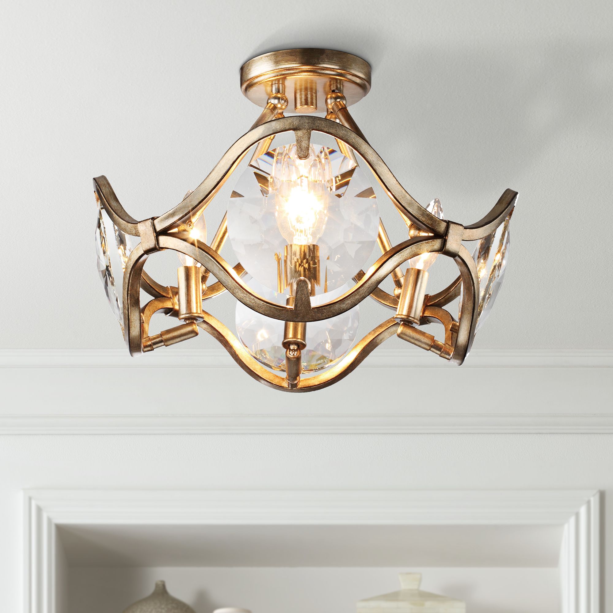 Quincy 16" Wide Distressed Twilight 4Light Ceiling Light 55N60