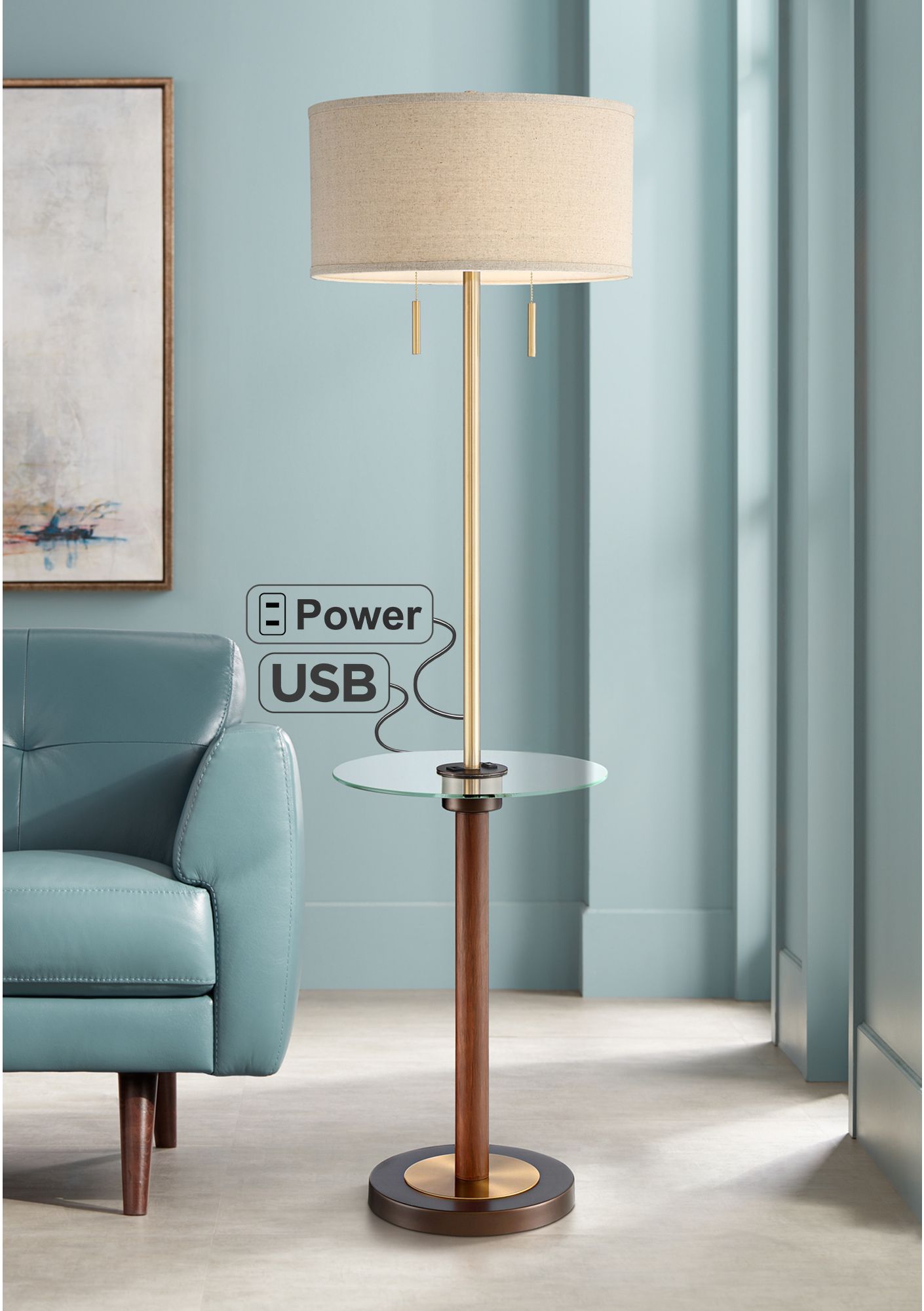 floor lamp with usb port and outlet