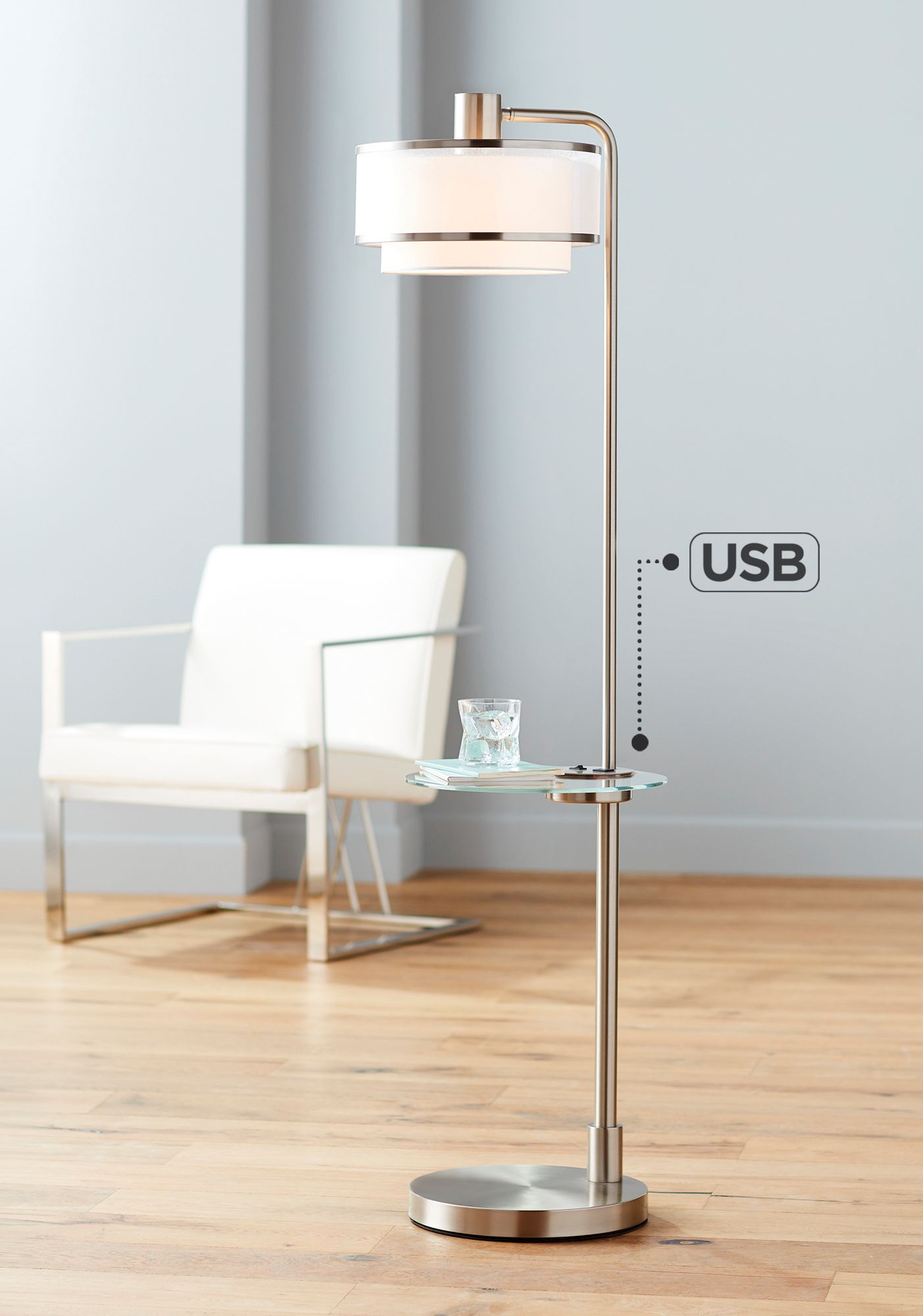 floor lamp with table and usb port