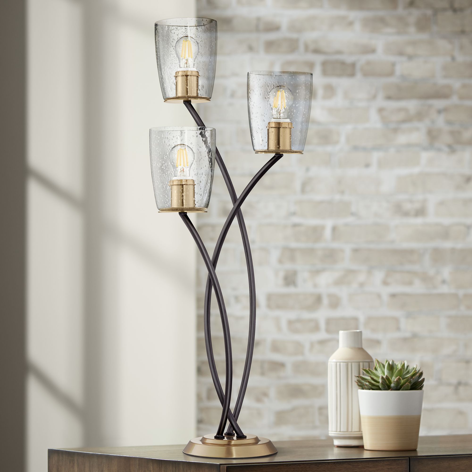 Kathy Ireland Metro Plaza Gun Metal Uplight Table Lamp