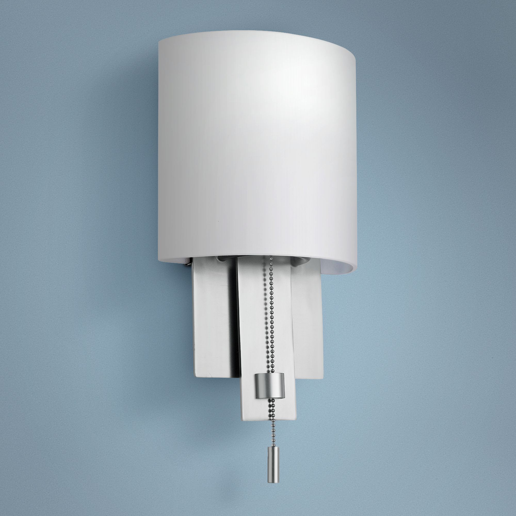 Espille White Cased Glass 13" High Satin Nickel Sconce