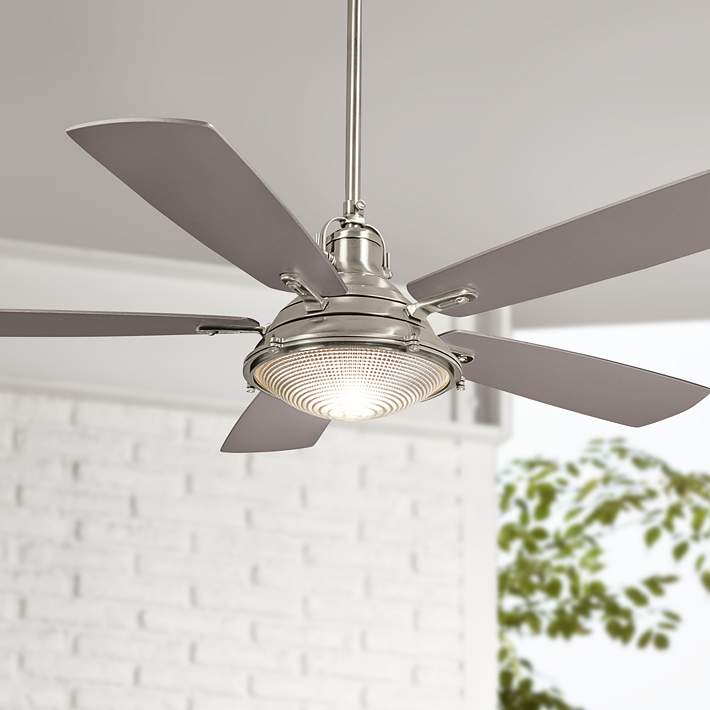 56 Minka Aire Groton Brushed Nickel Outdoor Led Ceiling Fan 569f0 Lamps Plus - 54 Rainman 5 Blade Outdoor Ceiling Fan Light Kit Included