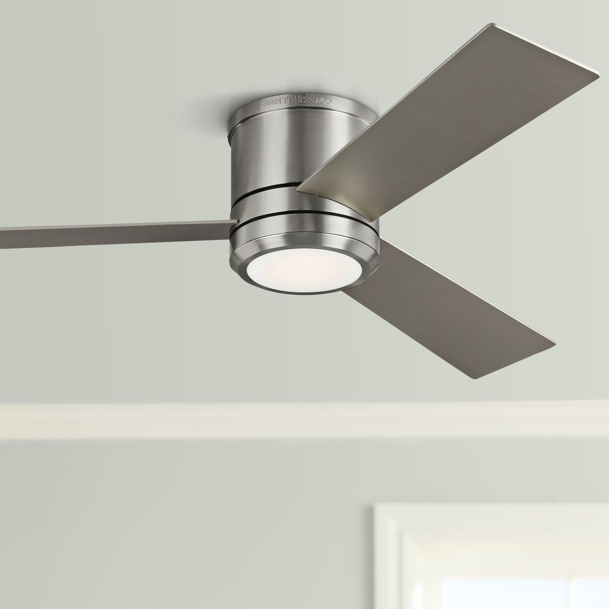 56" Clarity Max Brushed Steel LED Damp Hugger Ceiling Fan