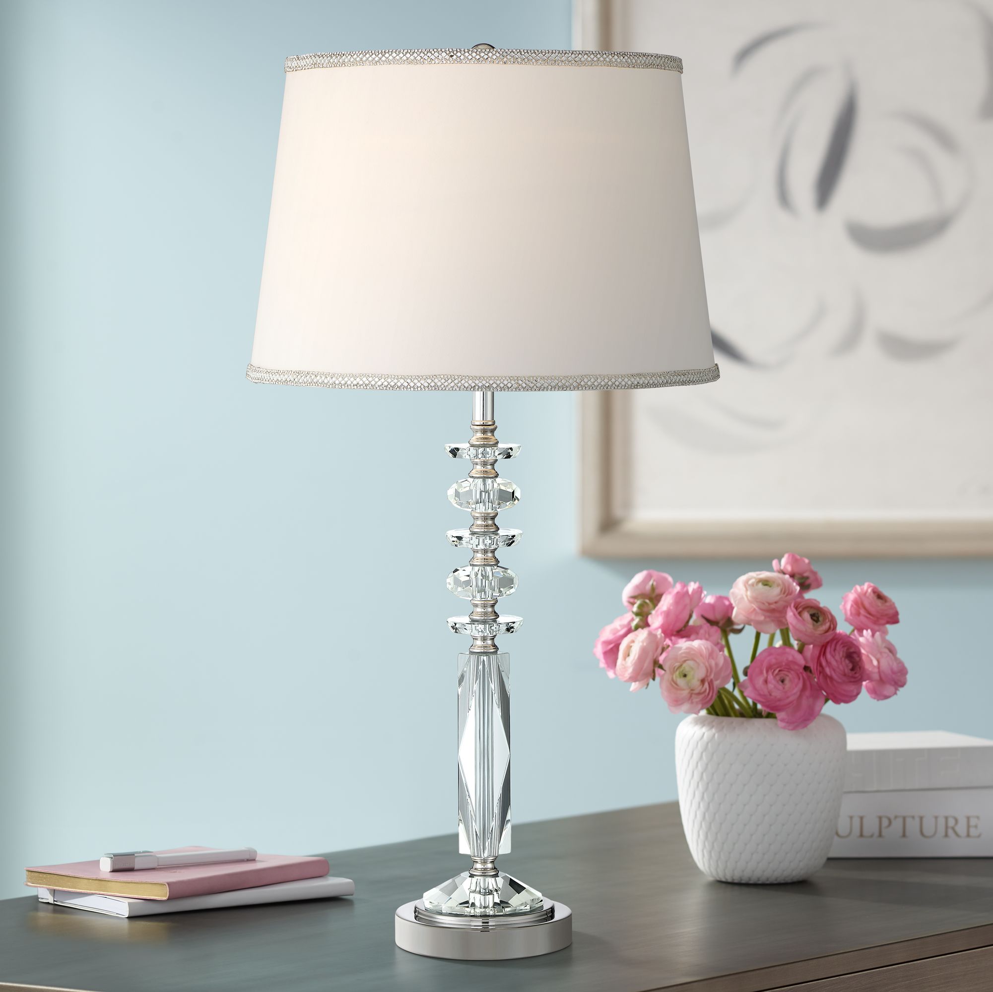 Flora Column Crystal Table Lamp