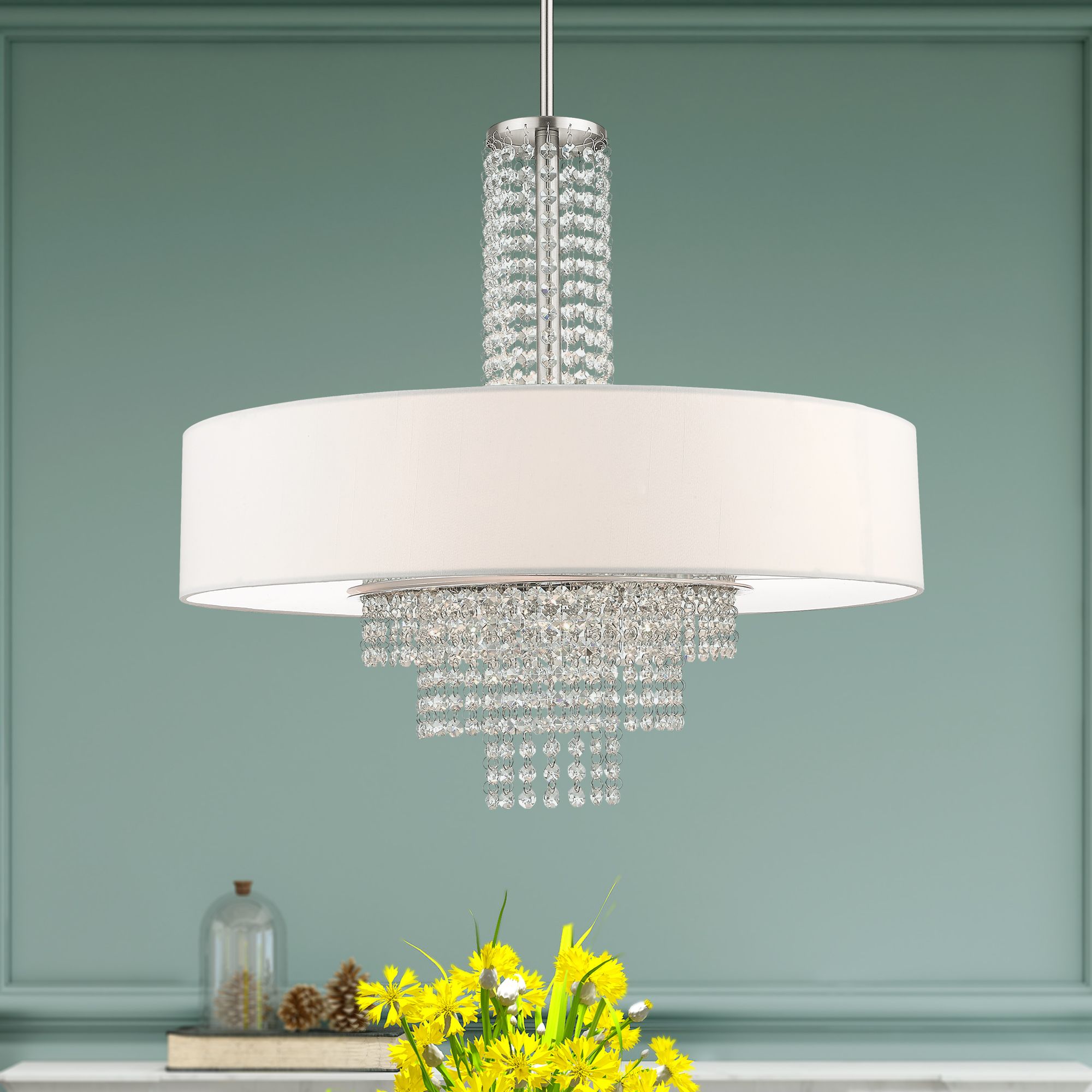 Carlisle 25" Wide Brushed Nickel Pendant Light
