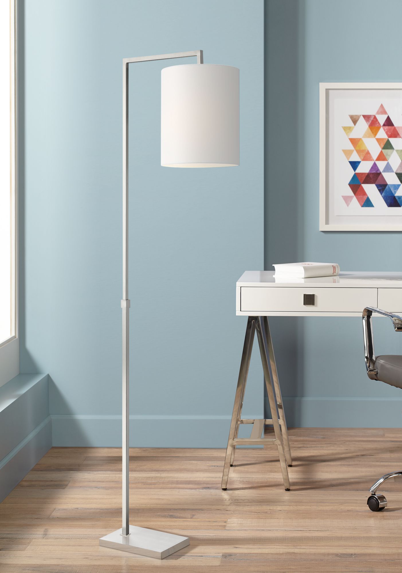 Lite Source Mori Brushed Nickel Task Floor Lamp