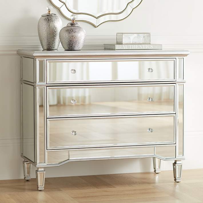 Josephine 42 Wide 3 Drawer Mirrored Accent Chest 56n03 Lamps