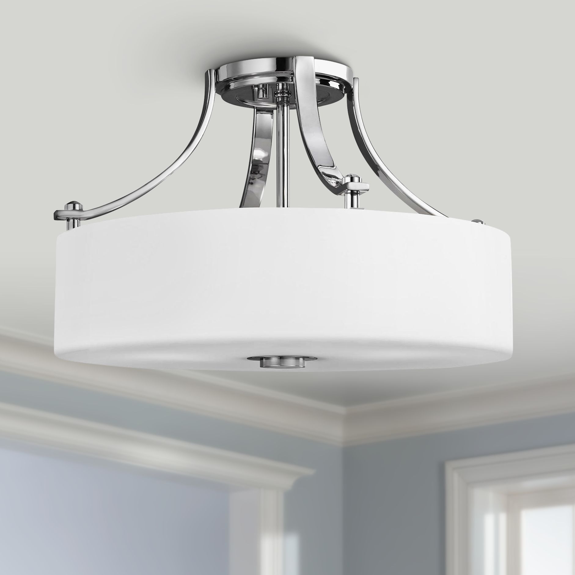 Feiss Sunset Drive 16 W Chrome Semi Flushmount Ceiling Light