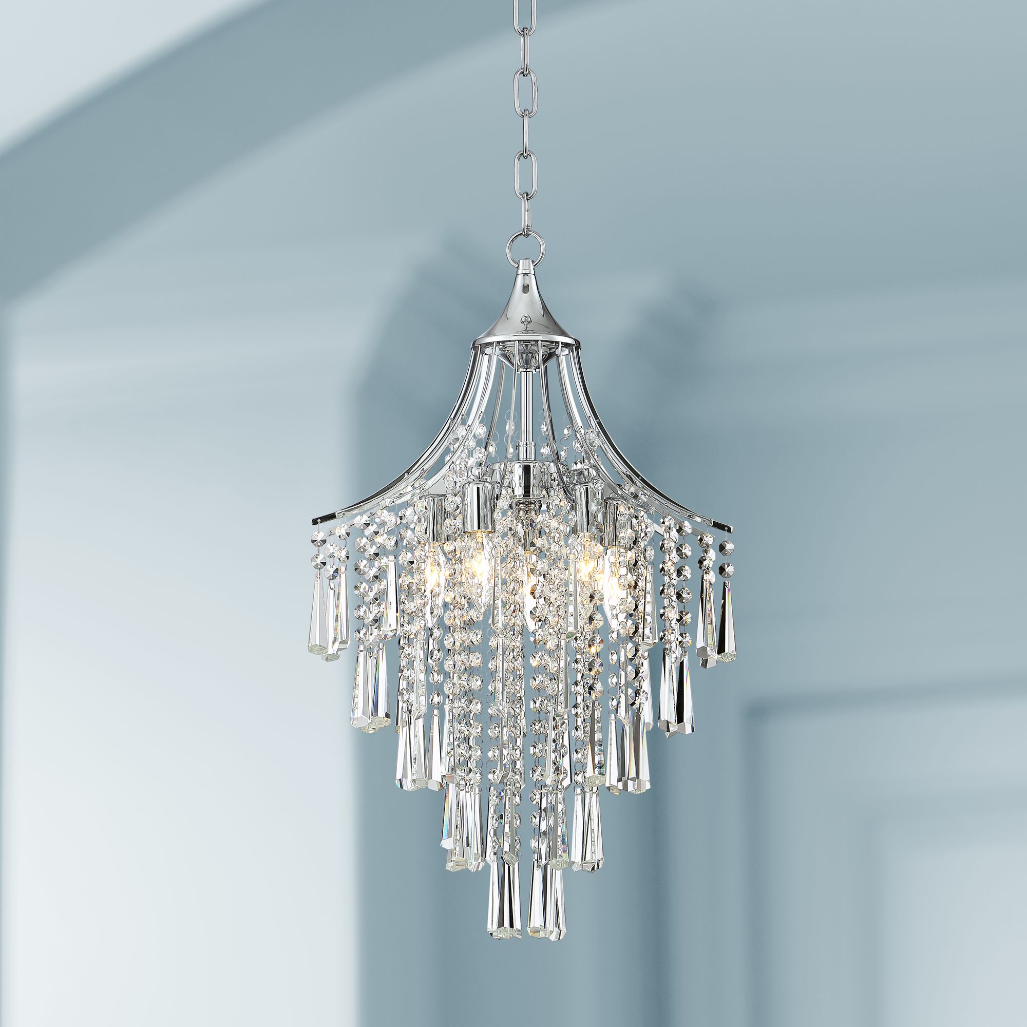 Isabella 16" Wide Chrome and Crystal Pendant Light