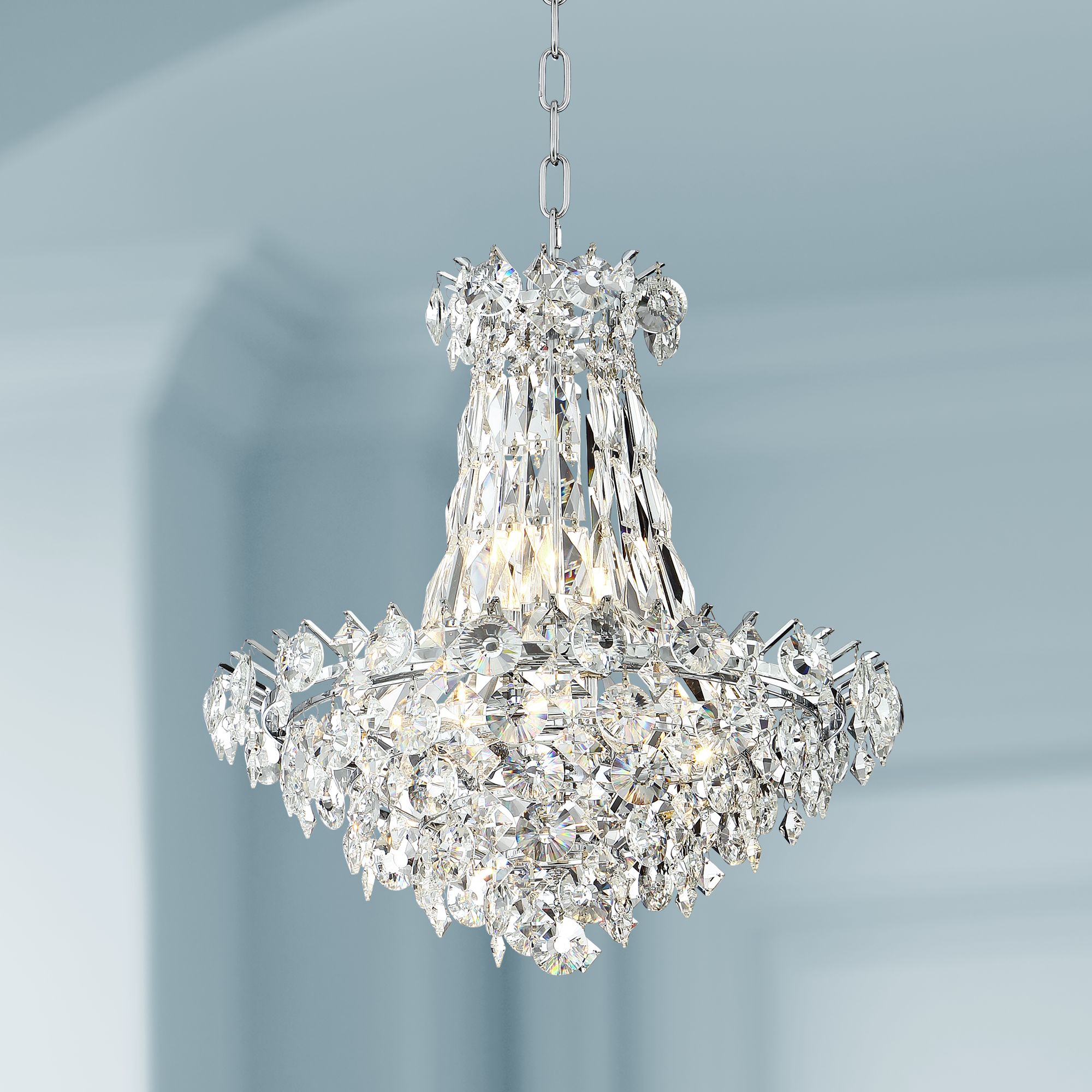 Cascade 19" Wide Chrome and Crystal Chandelier