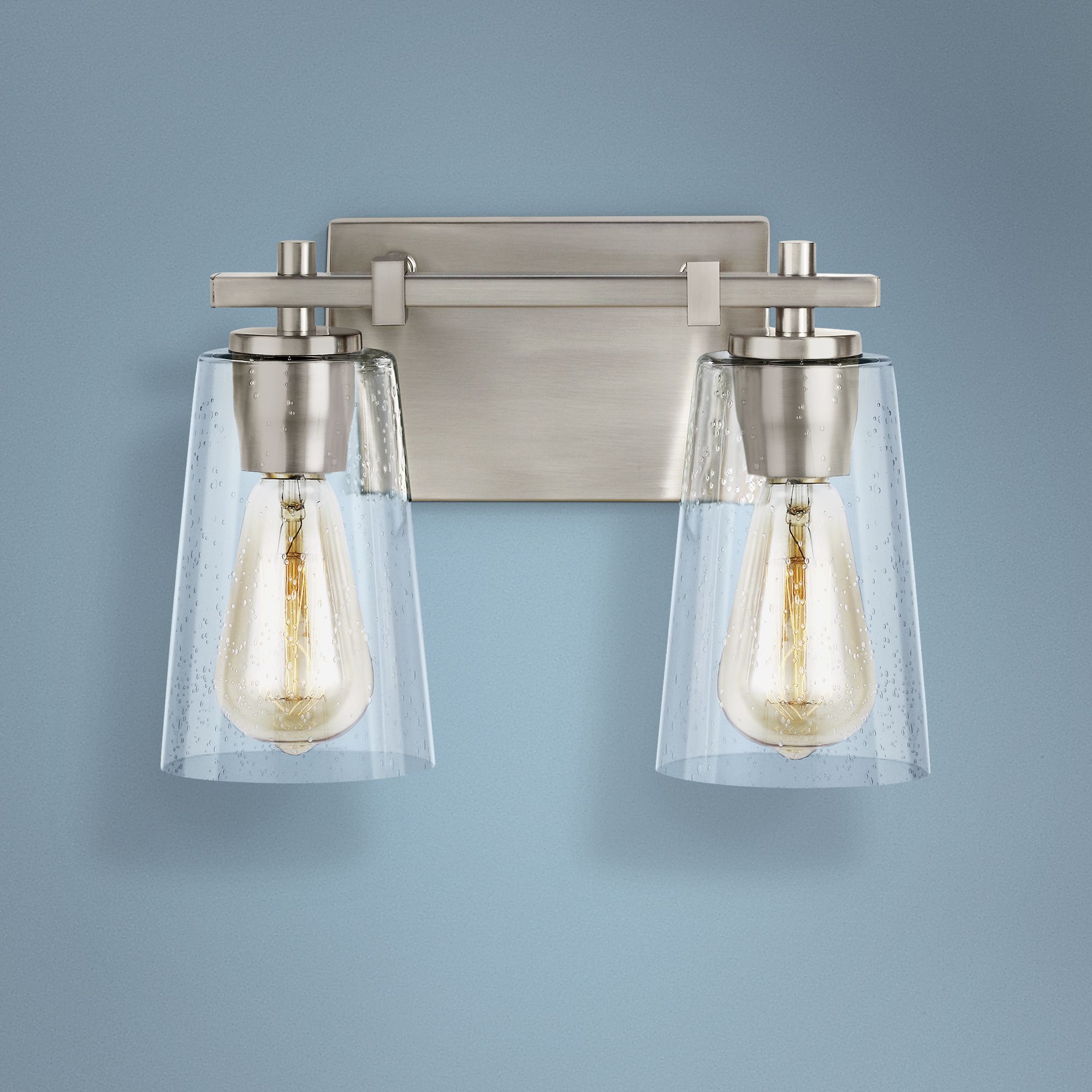 Feiss Mercer 9" High Satin Nickel 2-Light Wall Sconce