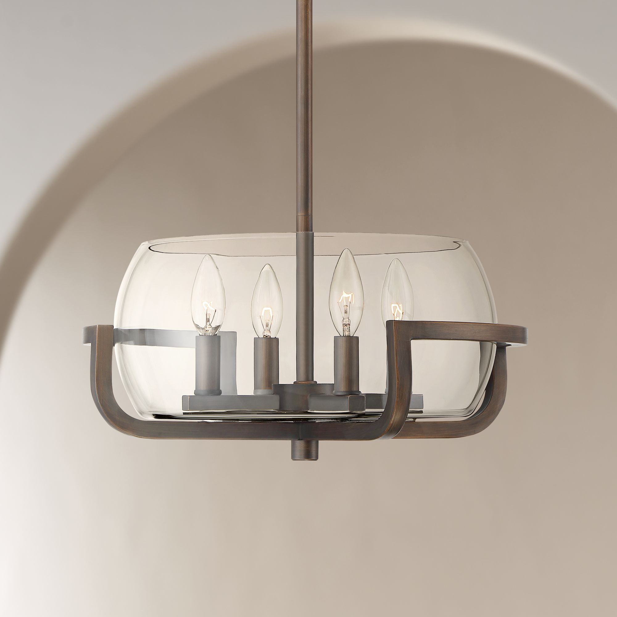 Cavanaugh 16" Wide Bronze and Clear Glass 4-Light Pendant