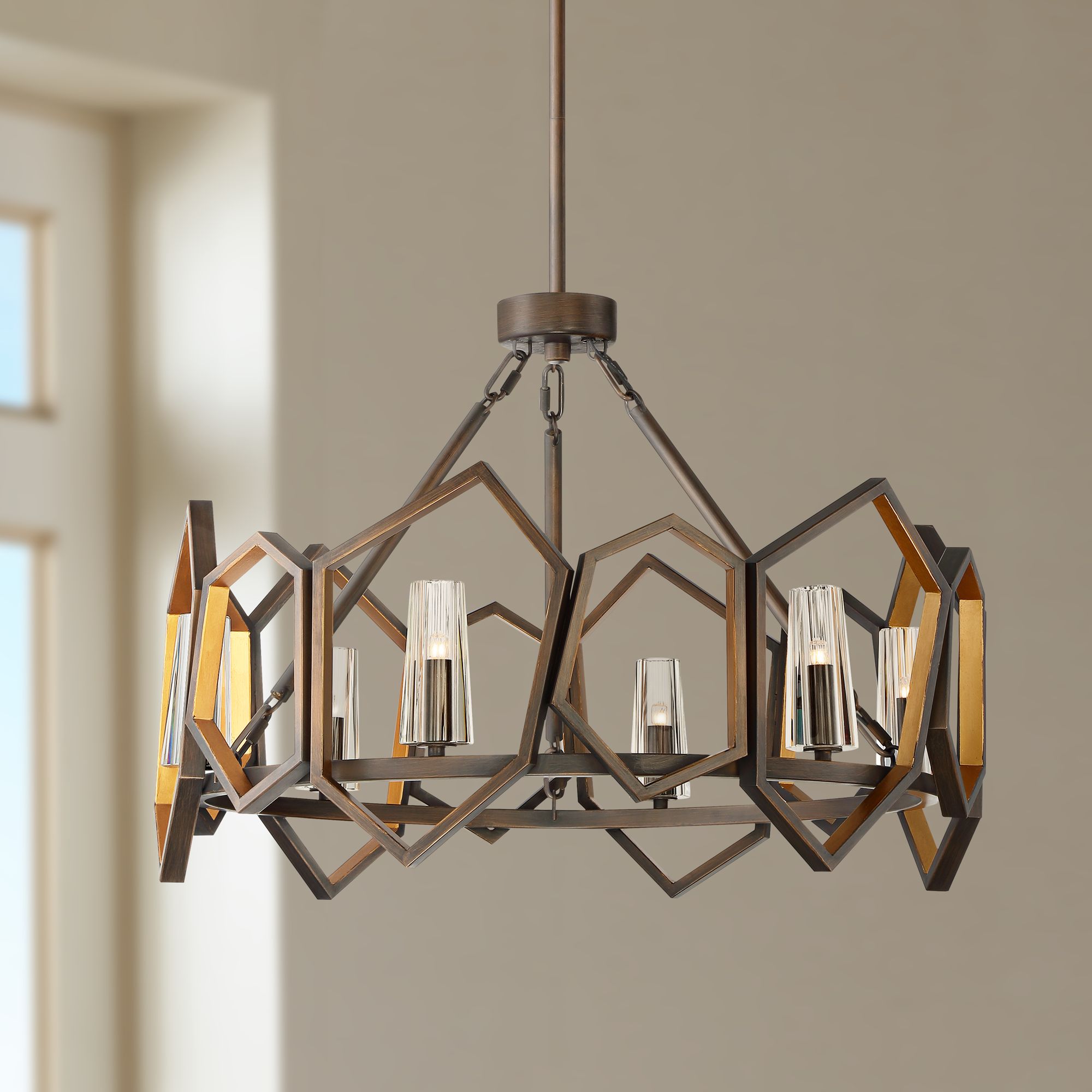 Possini Euro Carsten 26" Wide Bronze 6-Light Pendant