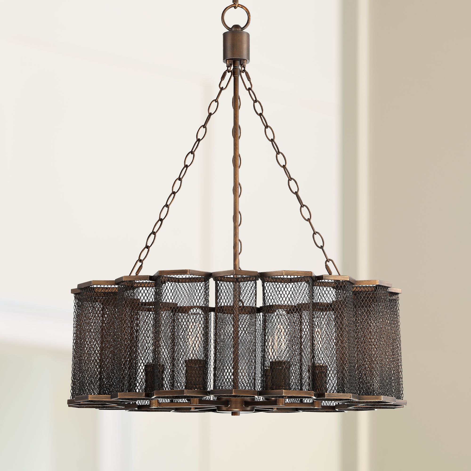 Prestly 27 1/2" Wide Bronze Iron 6-Light Pendant