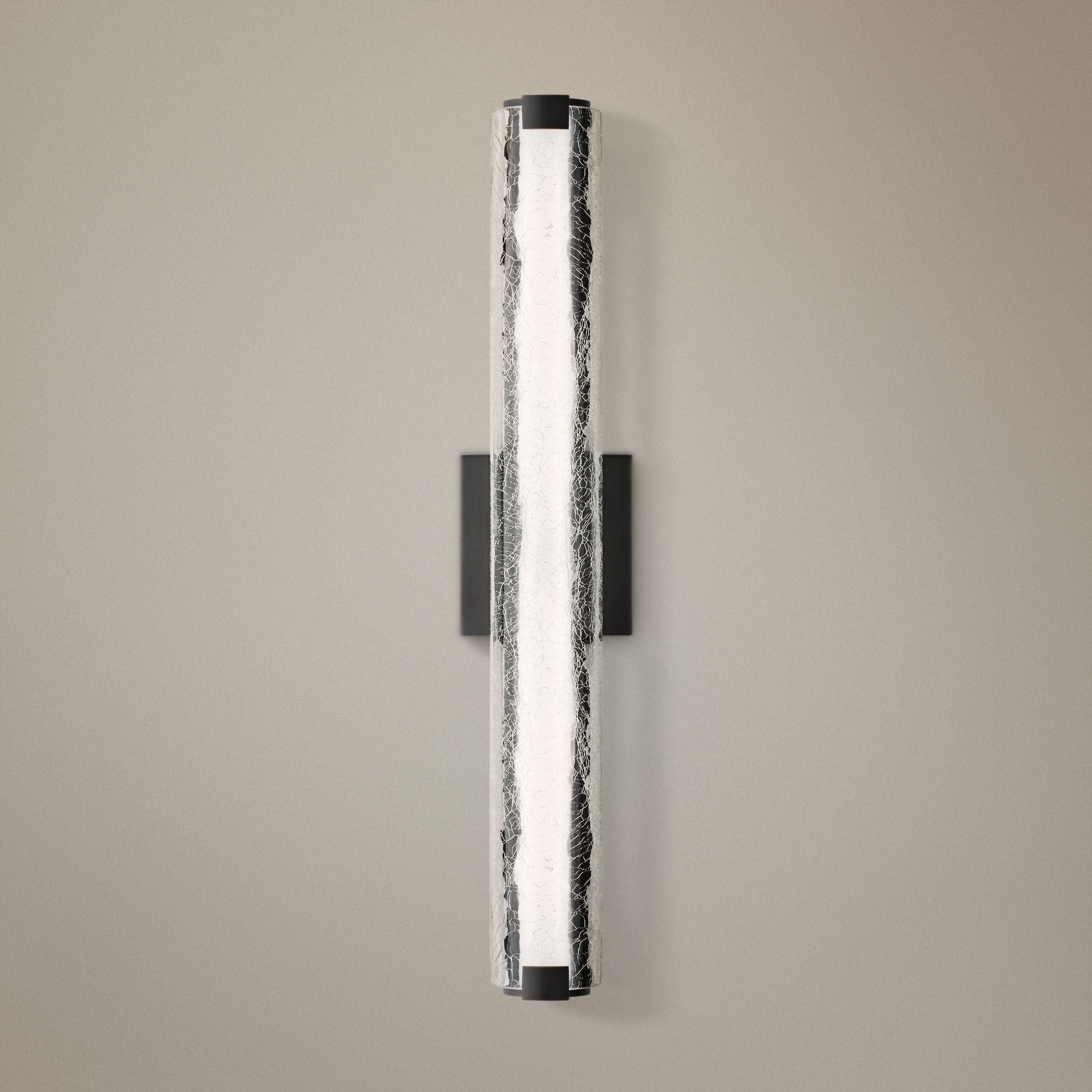 Cutler 24"W Oil Bronze and Crackle Glass LED Bath Light