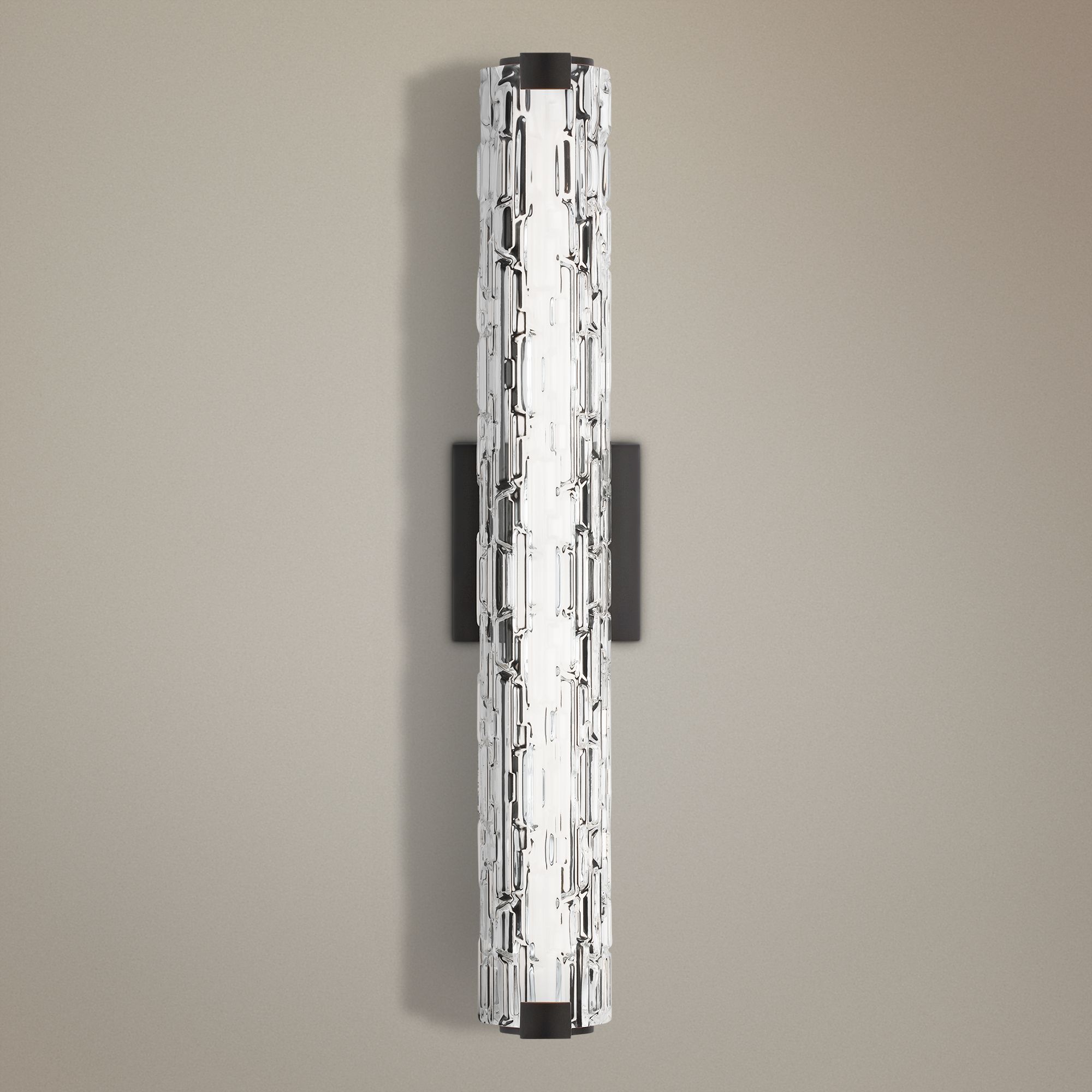 Cutler 24"W Oil-Rubbed Bronze and Rock Glass LED Bath Light