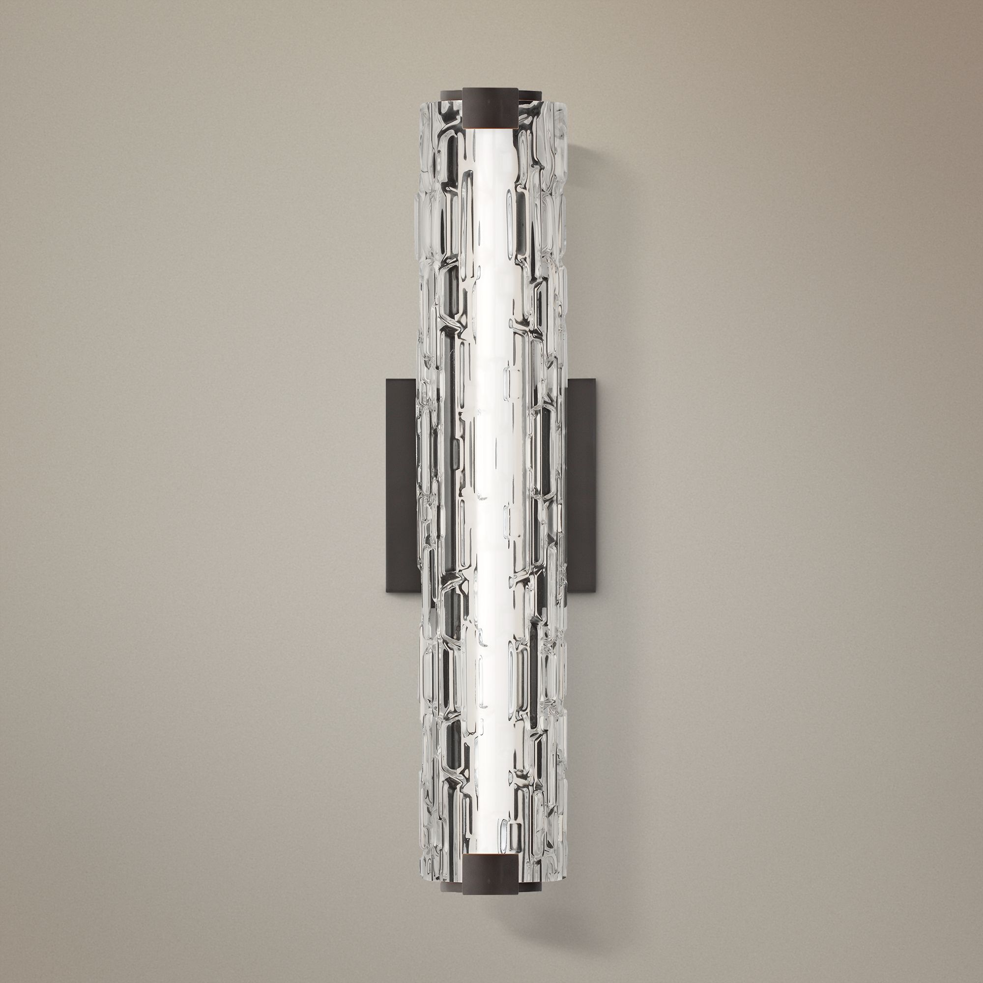 Cutler 18" High Oil-Rubbed Bronze and Rock Glass Wall Sconce