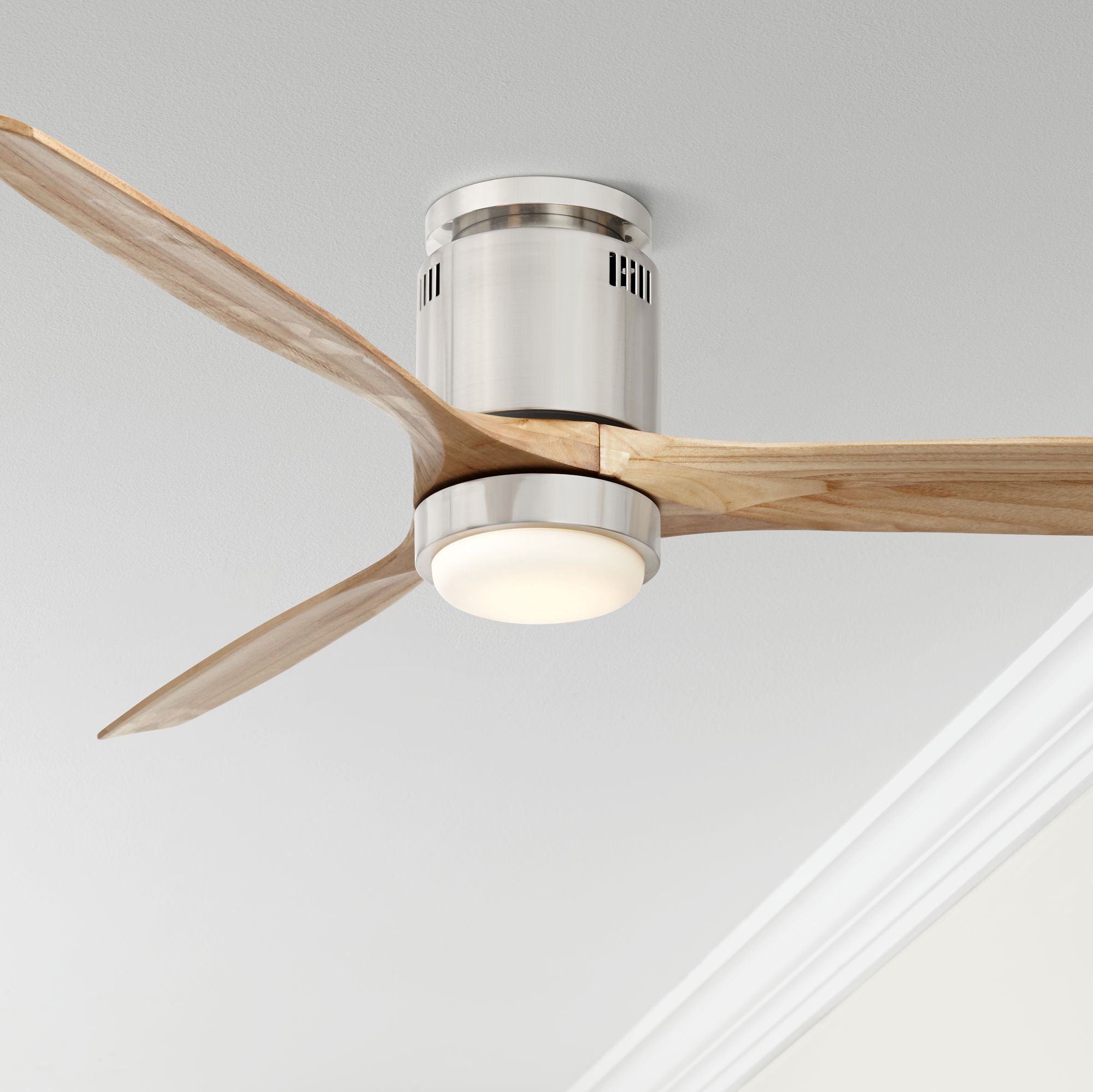 52" Windspun Natural Nickel LED DC Hugger Ceiling Fan