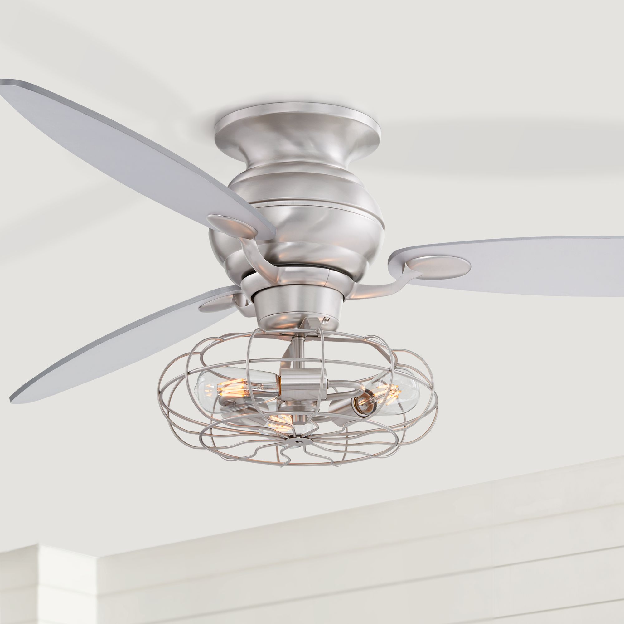 60" Spyder Brushed Steel Hugger LED Ceiling Fan