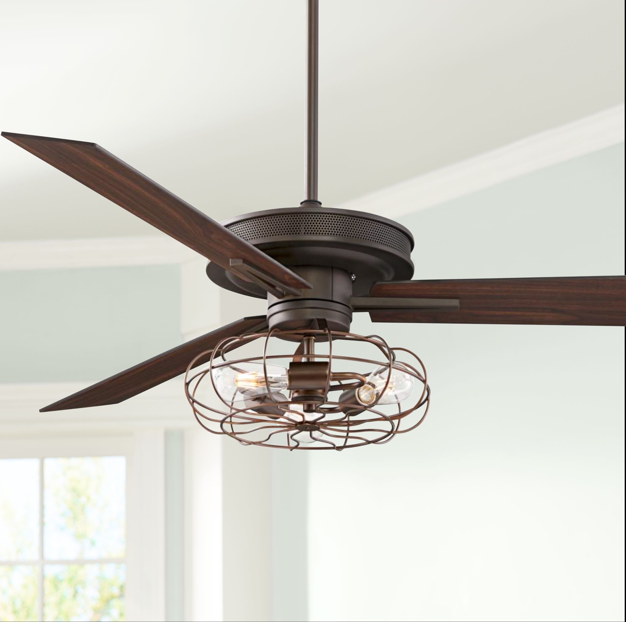 60" Taladega Bronze Ceiling Fan with LED Cage Light Kit