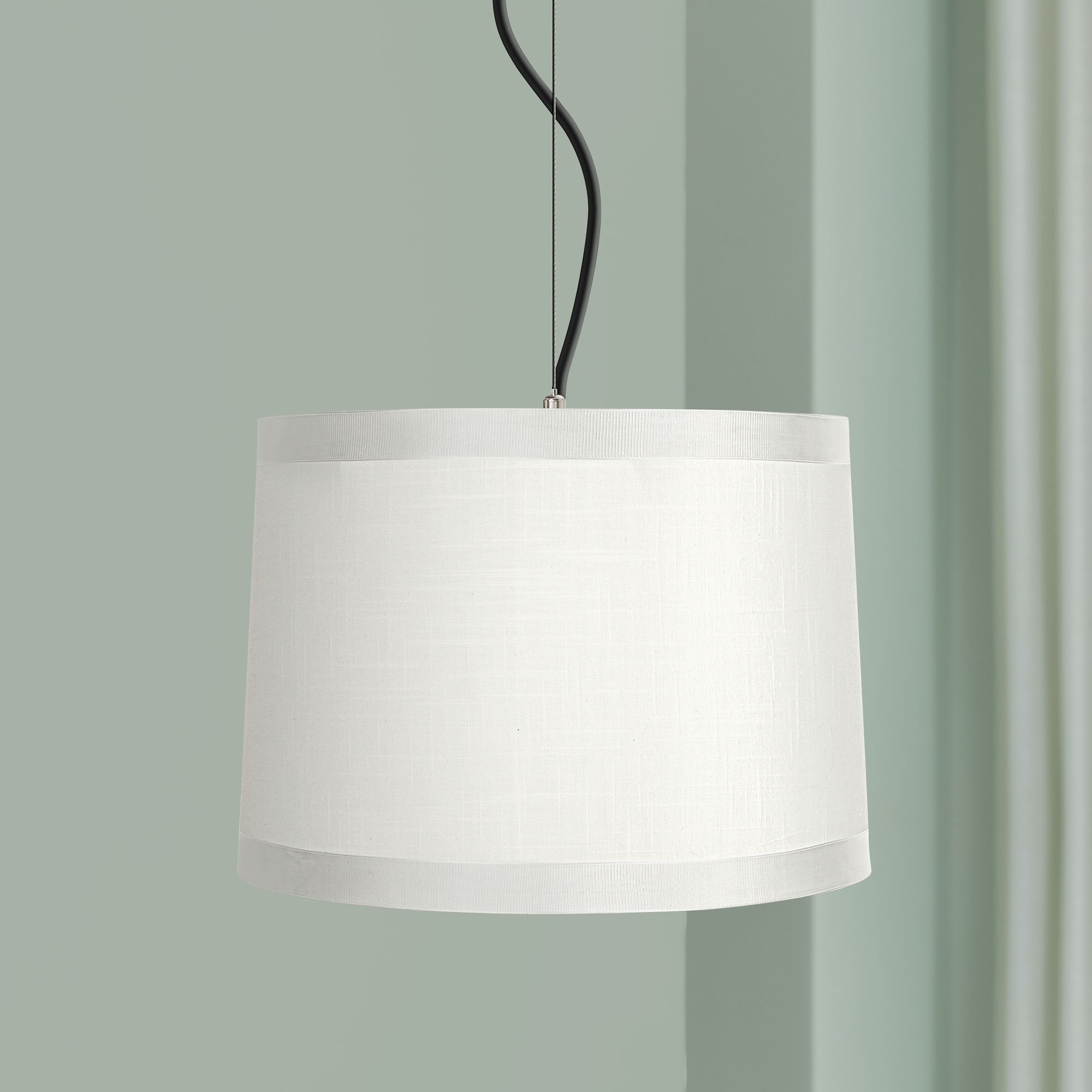 Off-White Drum Shade 14" Wide Pendant Light