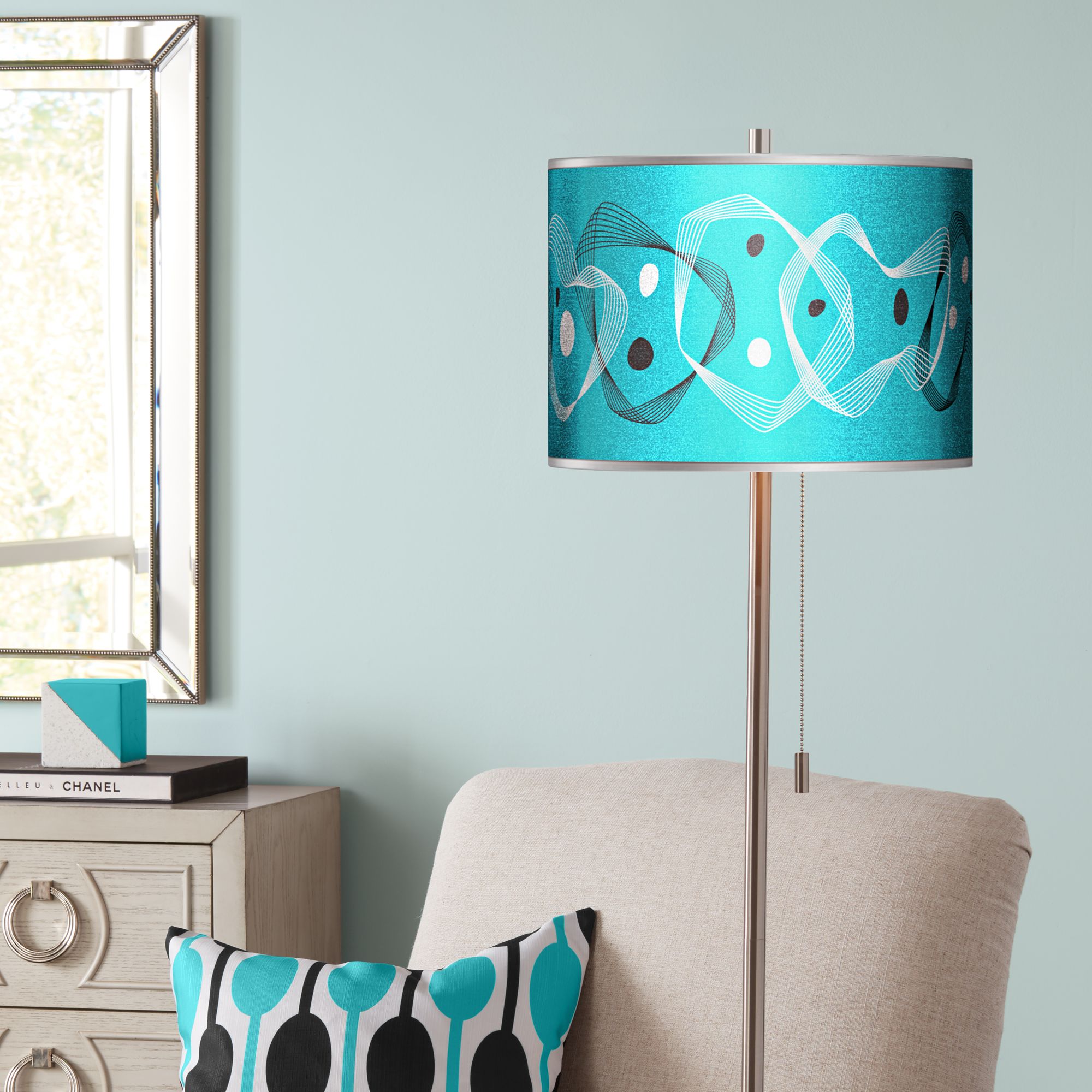 Spirocraft Silver Metallic Giclee Brushed Nickel Floor Lamp