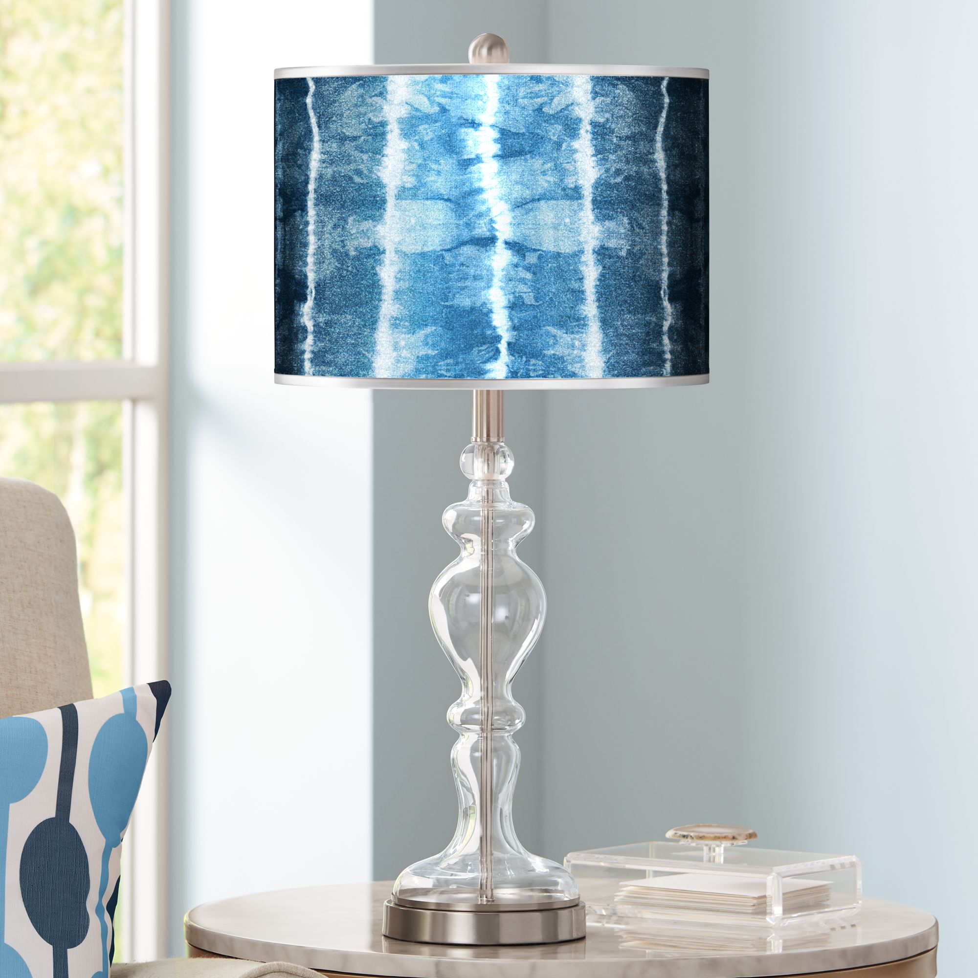 Cool Reflections Silver Metallic Apothecary Glass Table Lamp