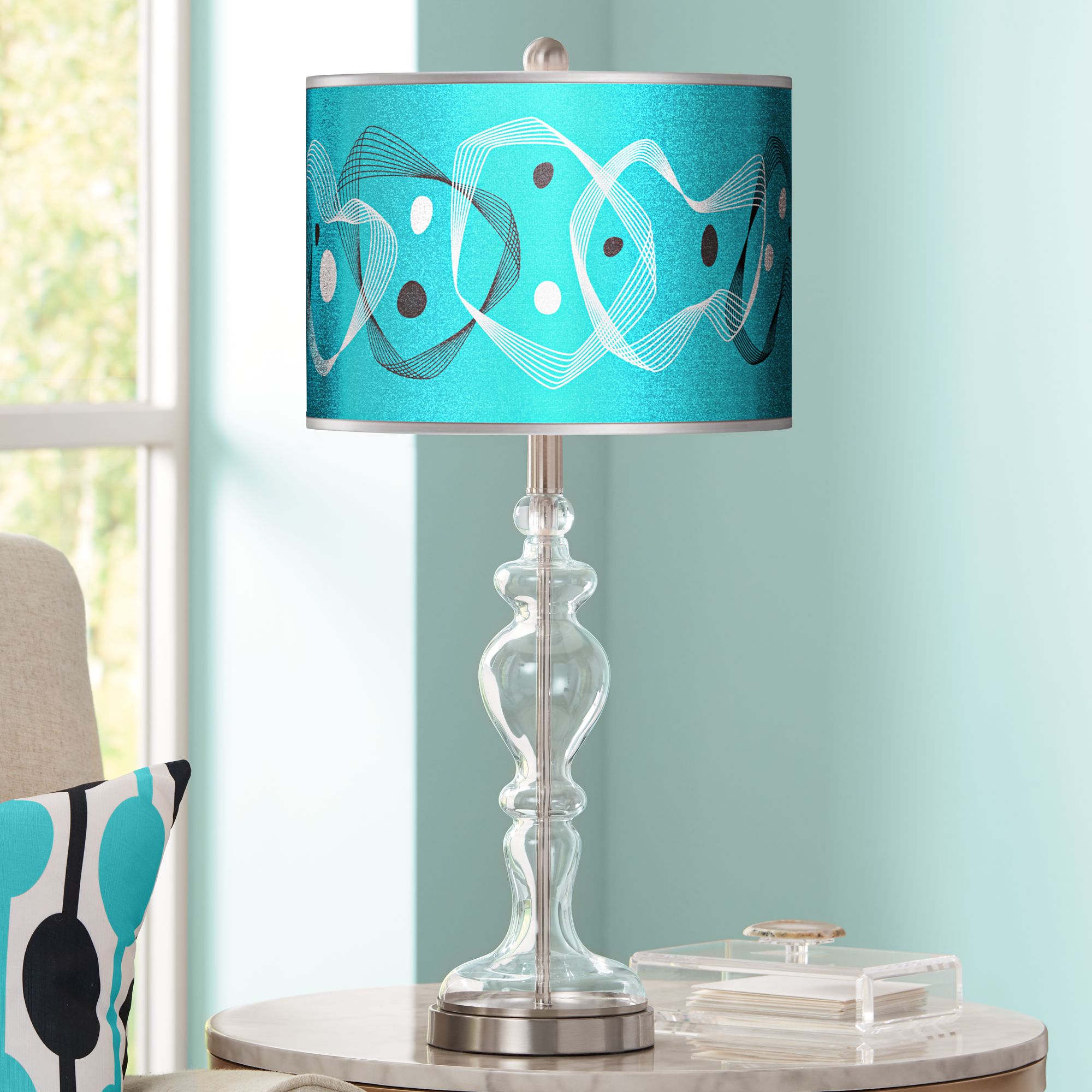 Spirocraft Silver Metallic Giclee Apothecary Glass Table Lamp