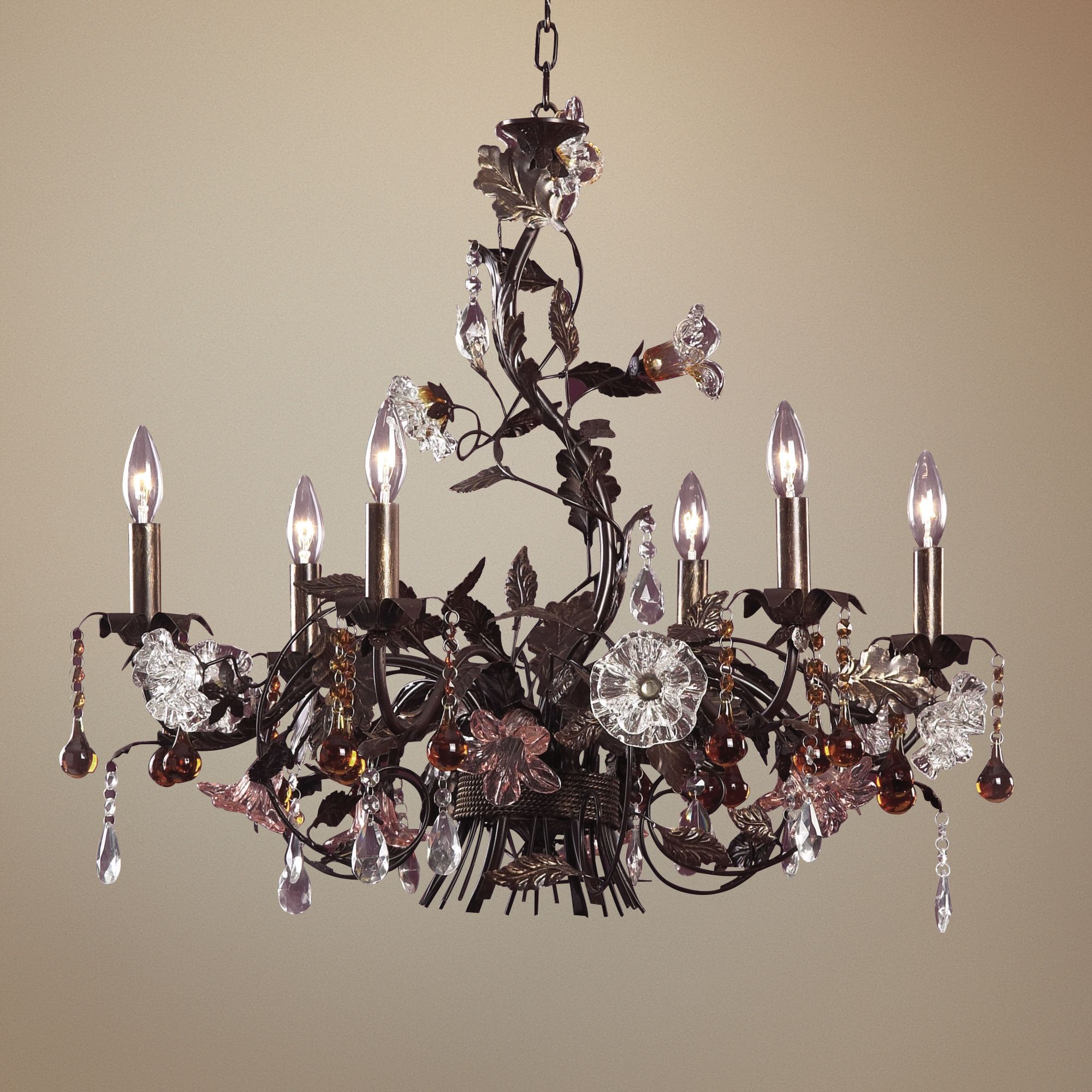 Ghia 29" Wide 6-Light Vine and Flower Crystal Chandelier