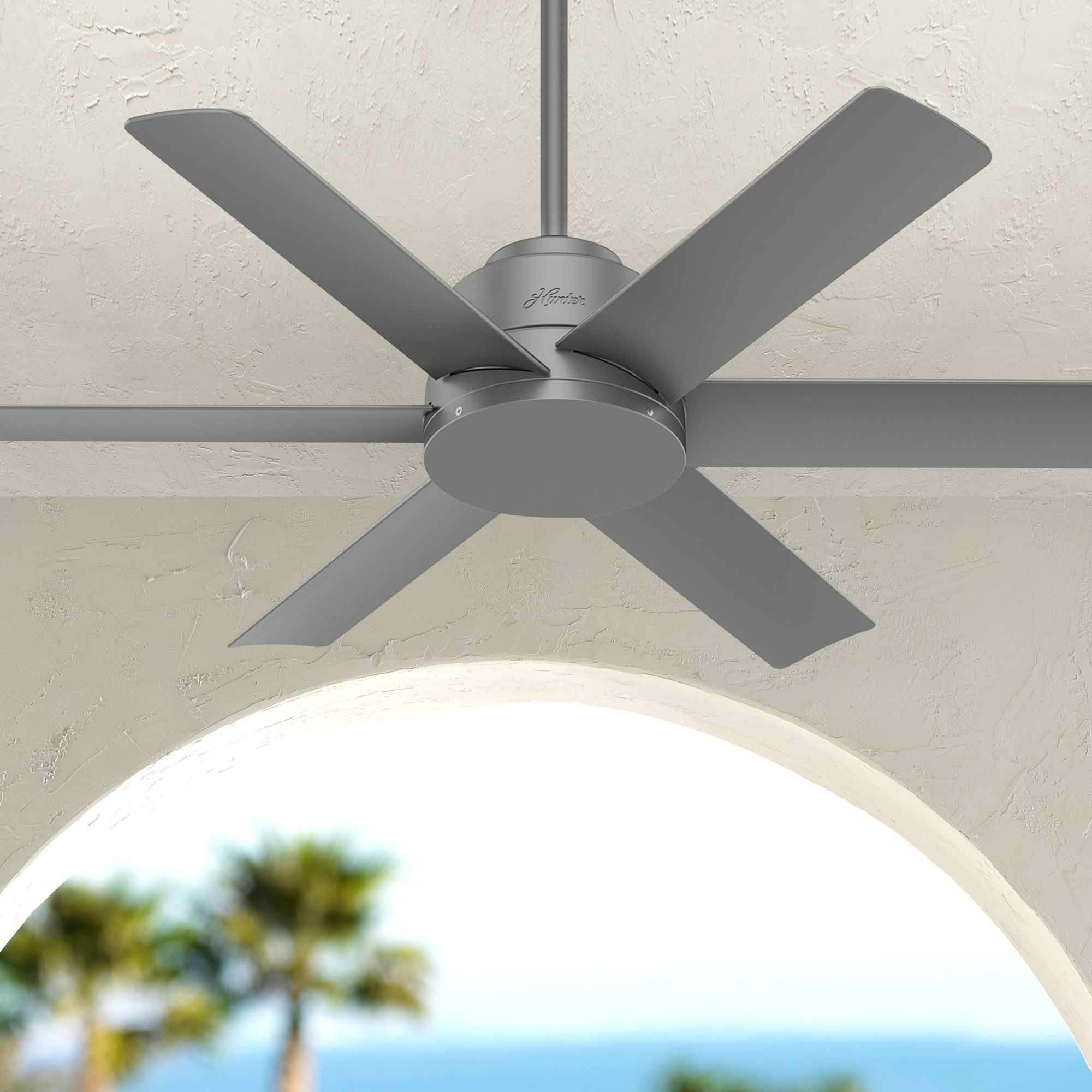 44" Hunter Kennicott Matte Silver Damp Rated Ceiling Fan