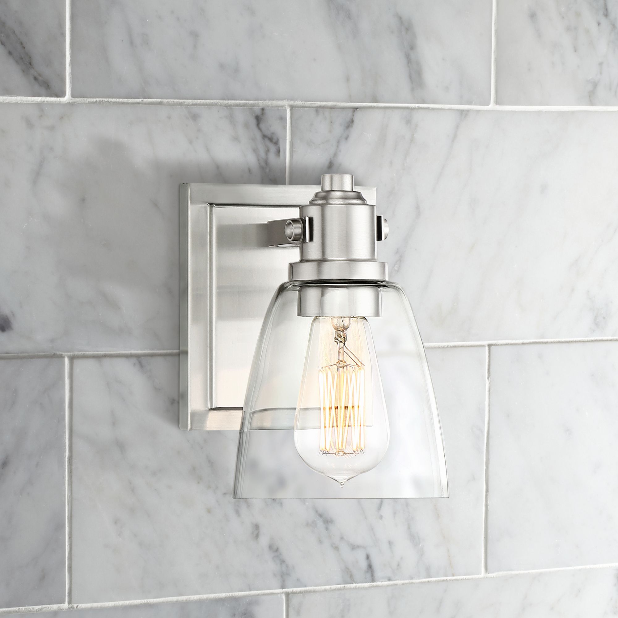 Possini Euro Osborne 7" High Brushed Nickel Wall Sconce