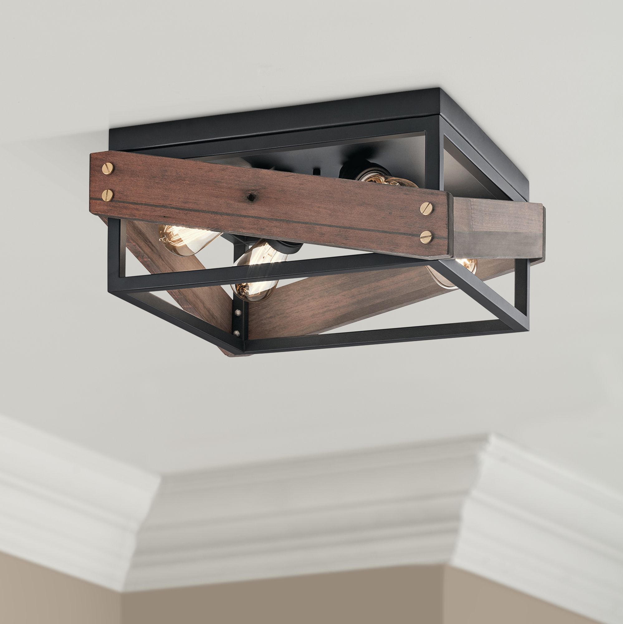 Kichler Fulton Cross 16" Wide Black 4-Light Ceiling Light