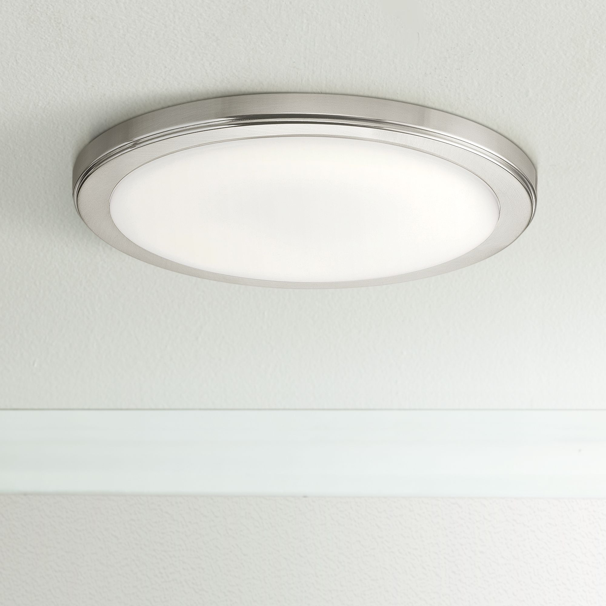 Zeo 13" Wide Round Brushed Nickel 3000K LED Ceiling Light