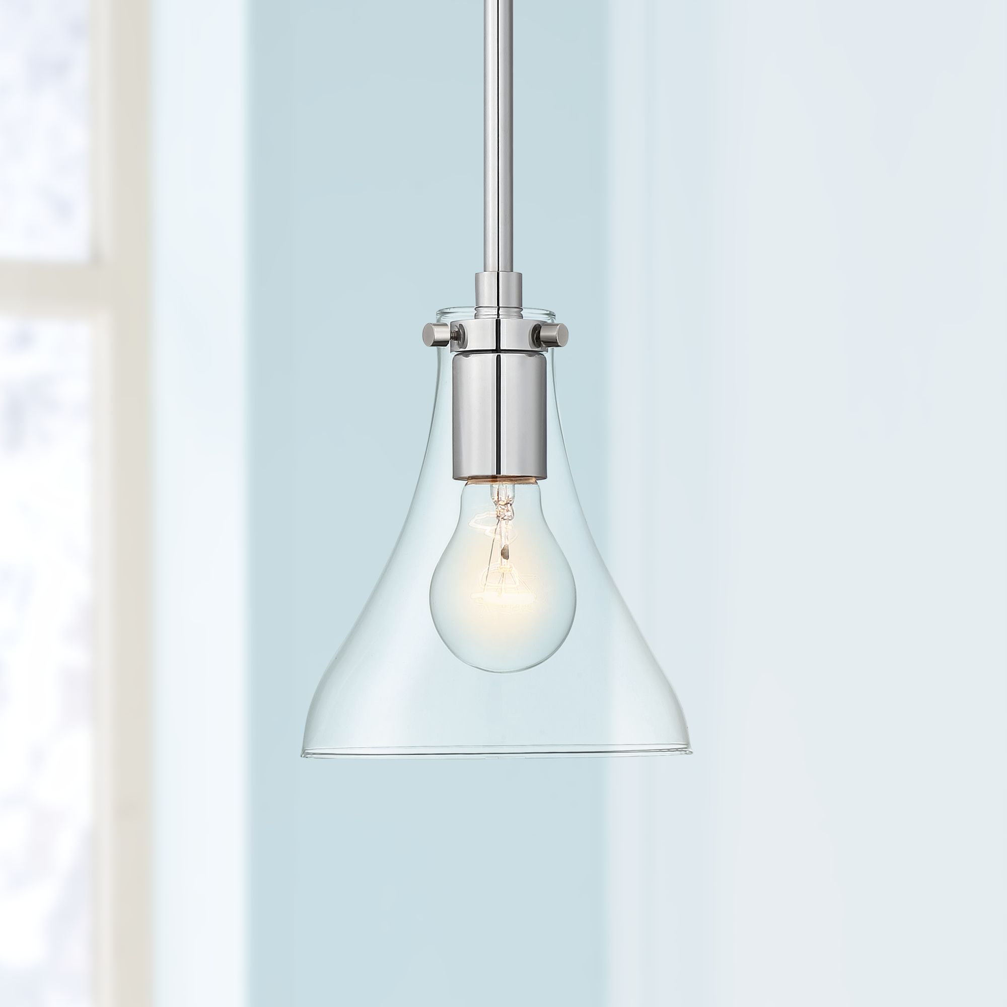 Possini Euro Crew 6"W Chrome and Clear Glass Mini Pendant