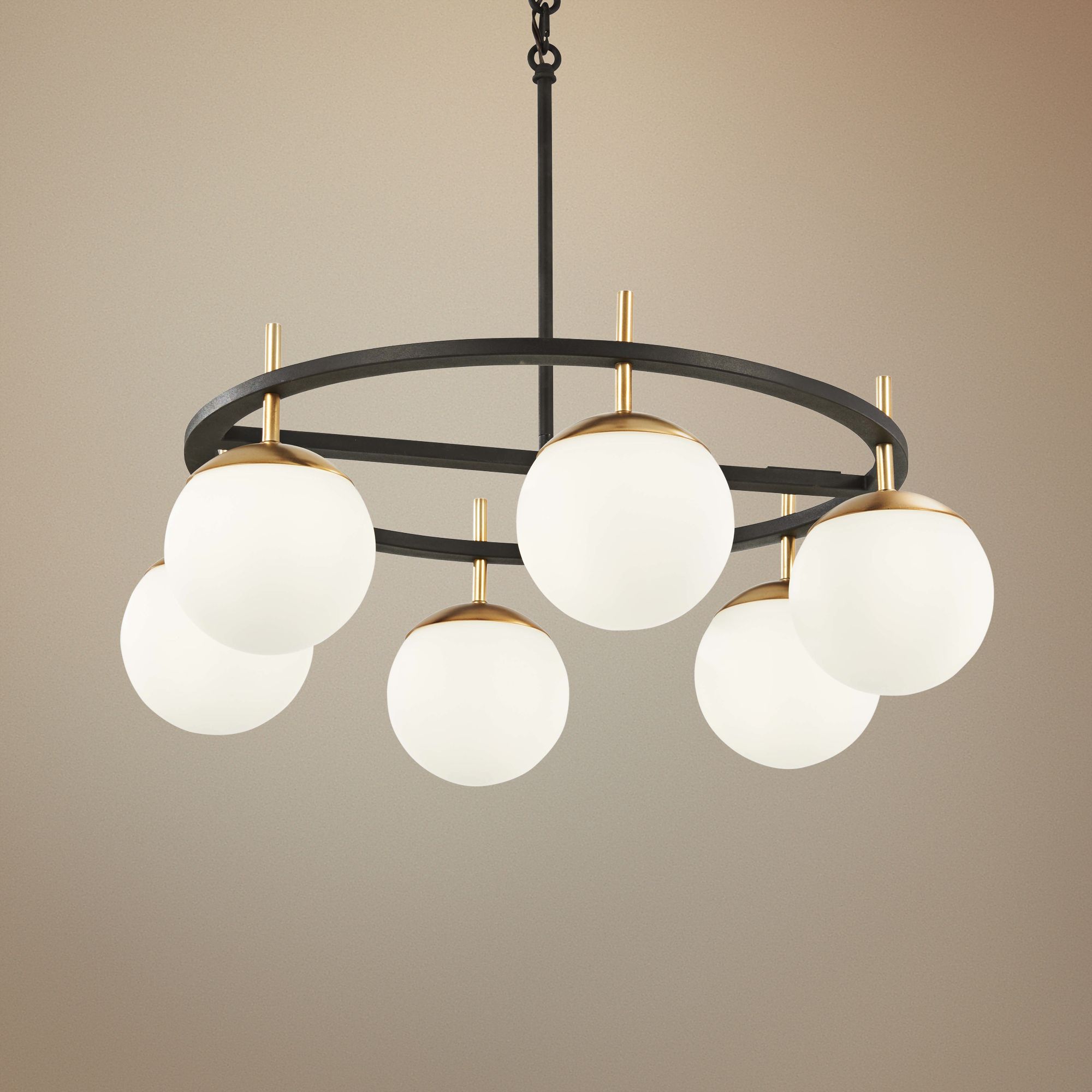 Alluria 27"W Weathered Black and Autumn Gold 6-Light Pendant