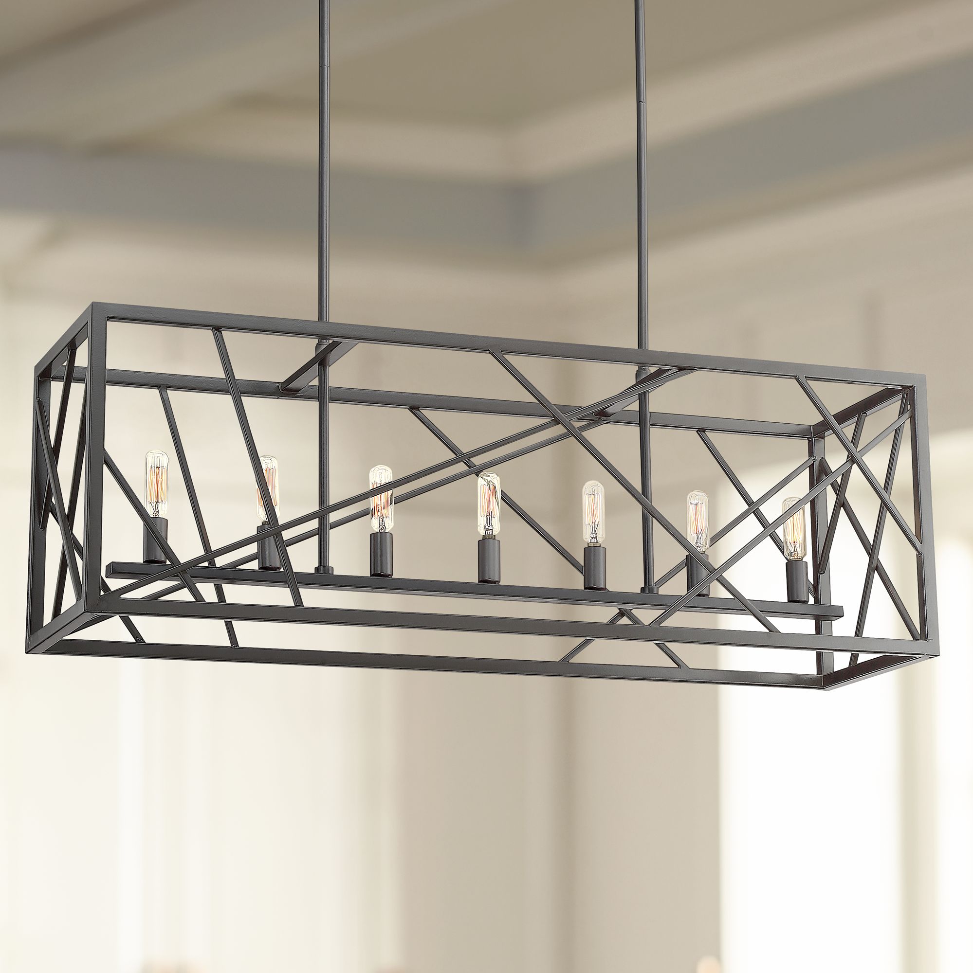 Alvin 36"W Charcoal Open Frame Kitchen Island Light Pendant