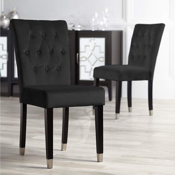 Argyle Black Tufted Armless Dining Chairs Set Of 2 58d95 Lamps Plus