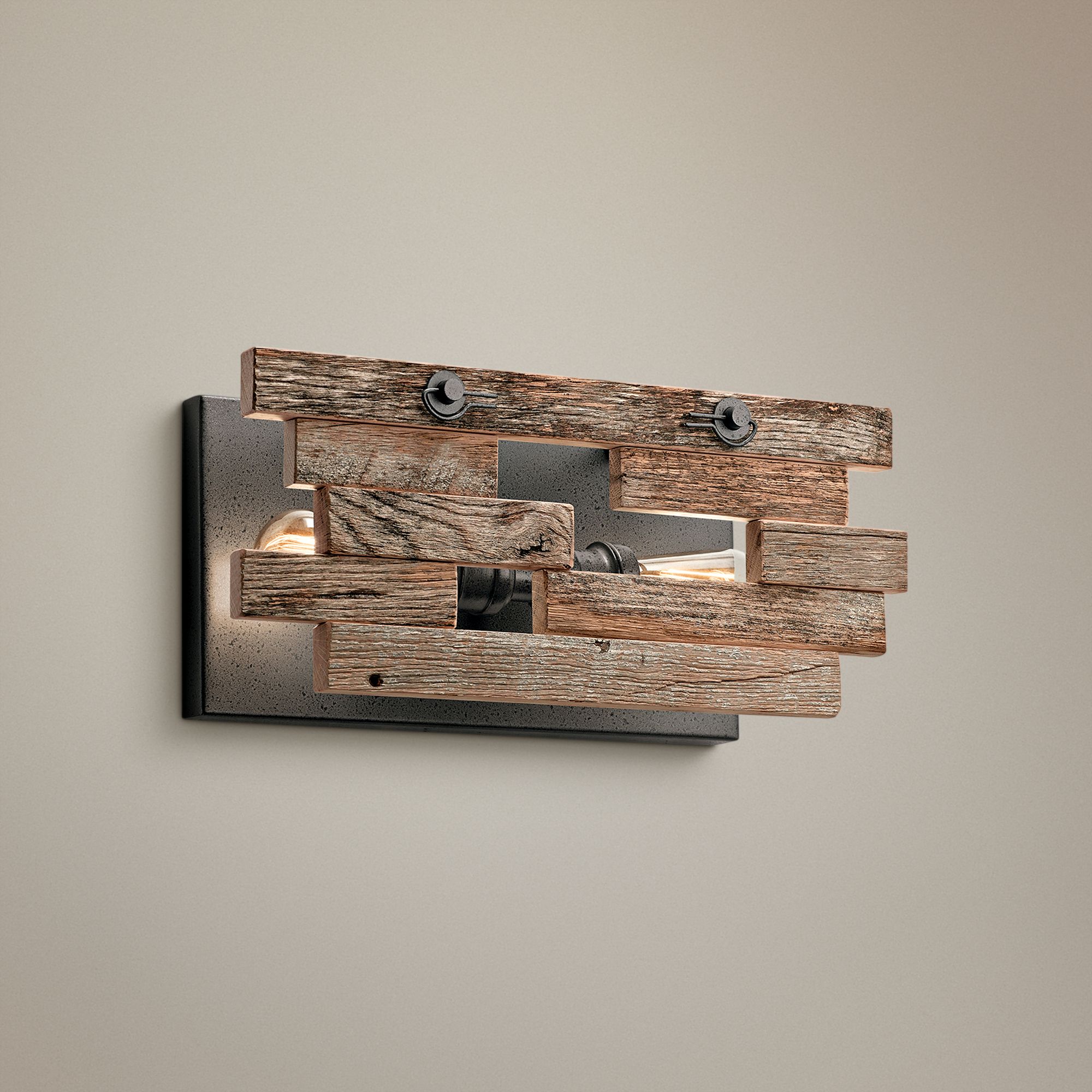 Kichler Cuyahoga Mill 7 1/2"H Anvil Iron 2-Light Wall Sconce