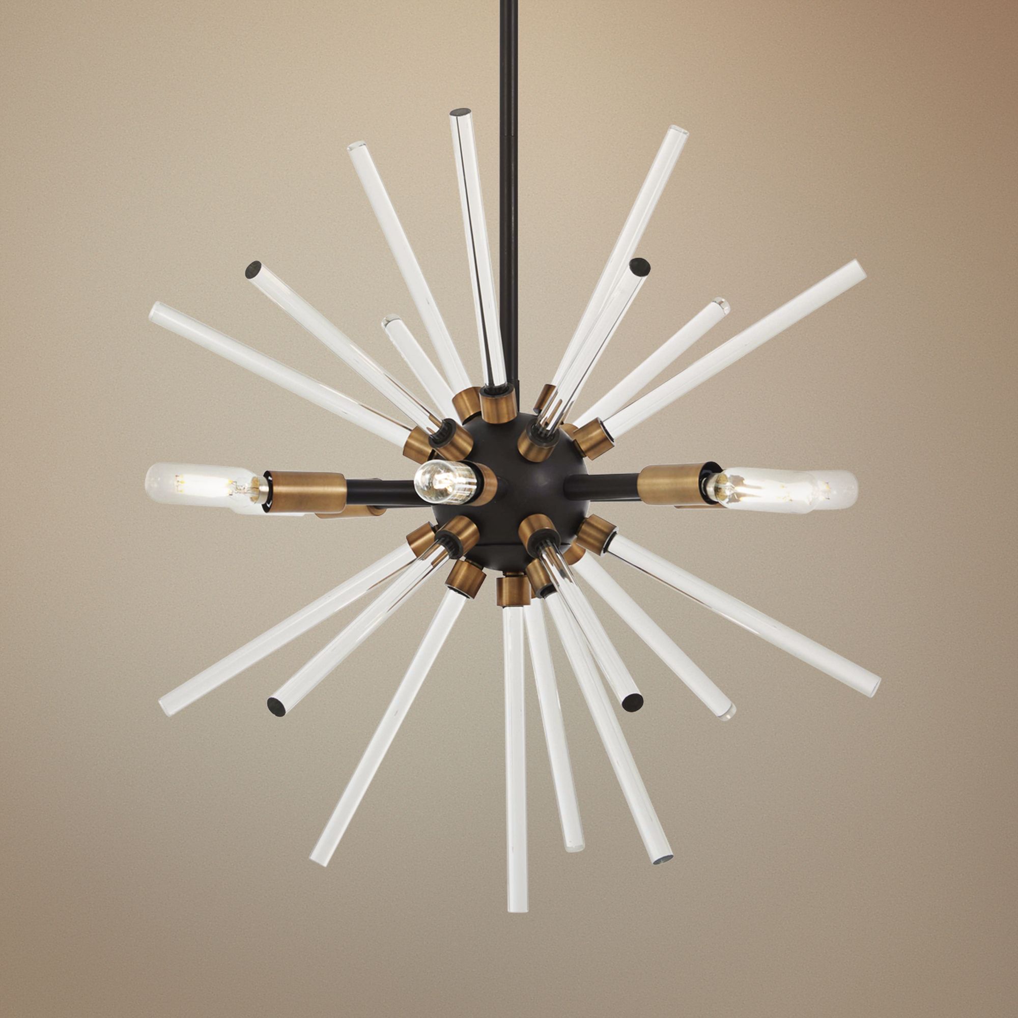 Spiked 18" Wide Brass and Crystal Modern Sputnik Pendant