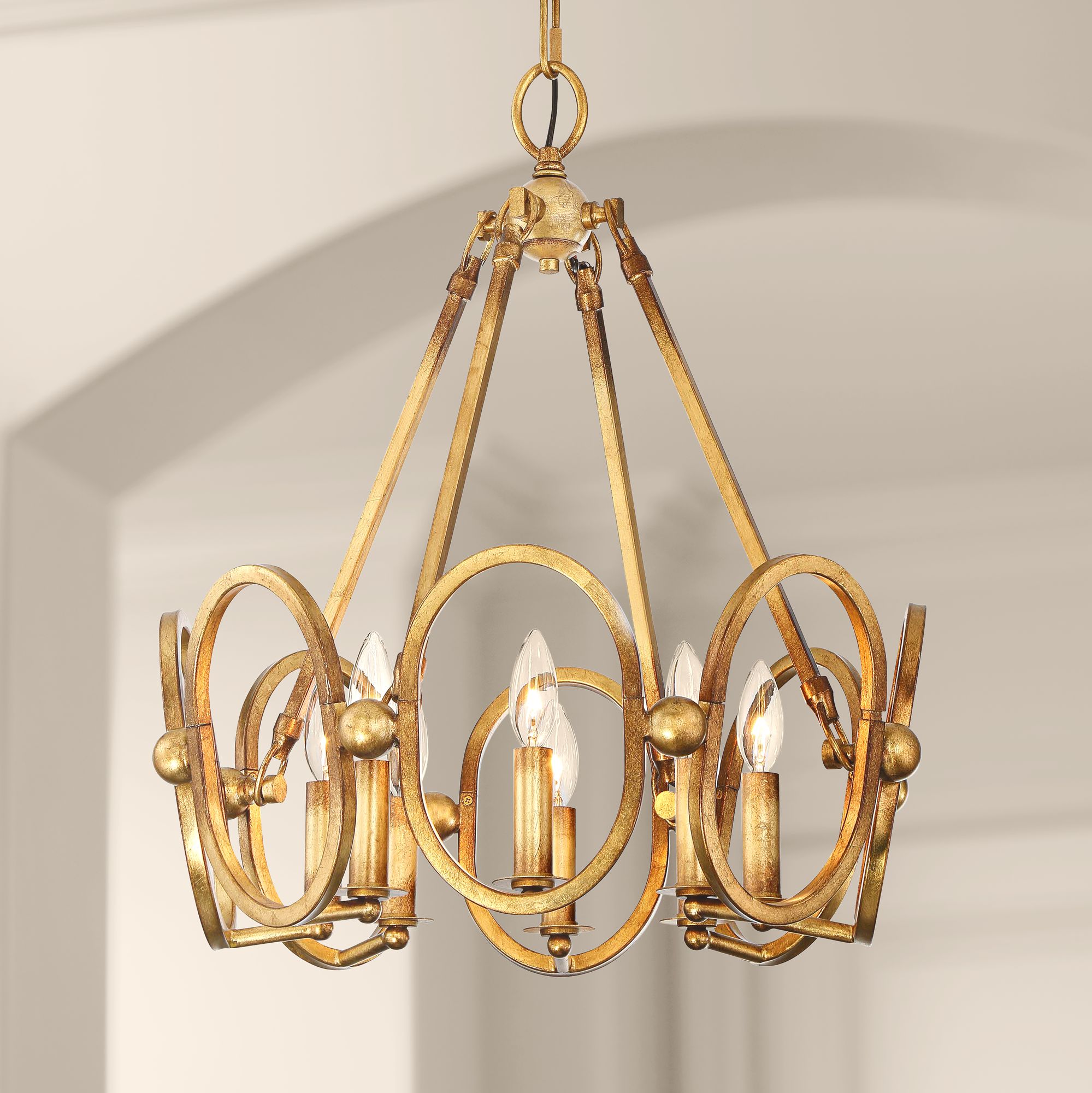 Clairpointe 21" Wide 8-Light Pandora Gold Leaf Chandelier