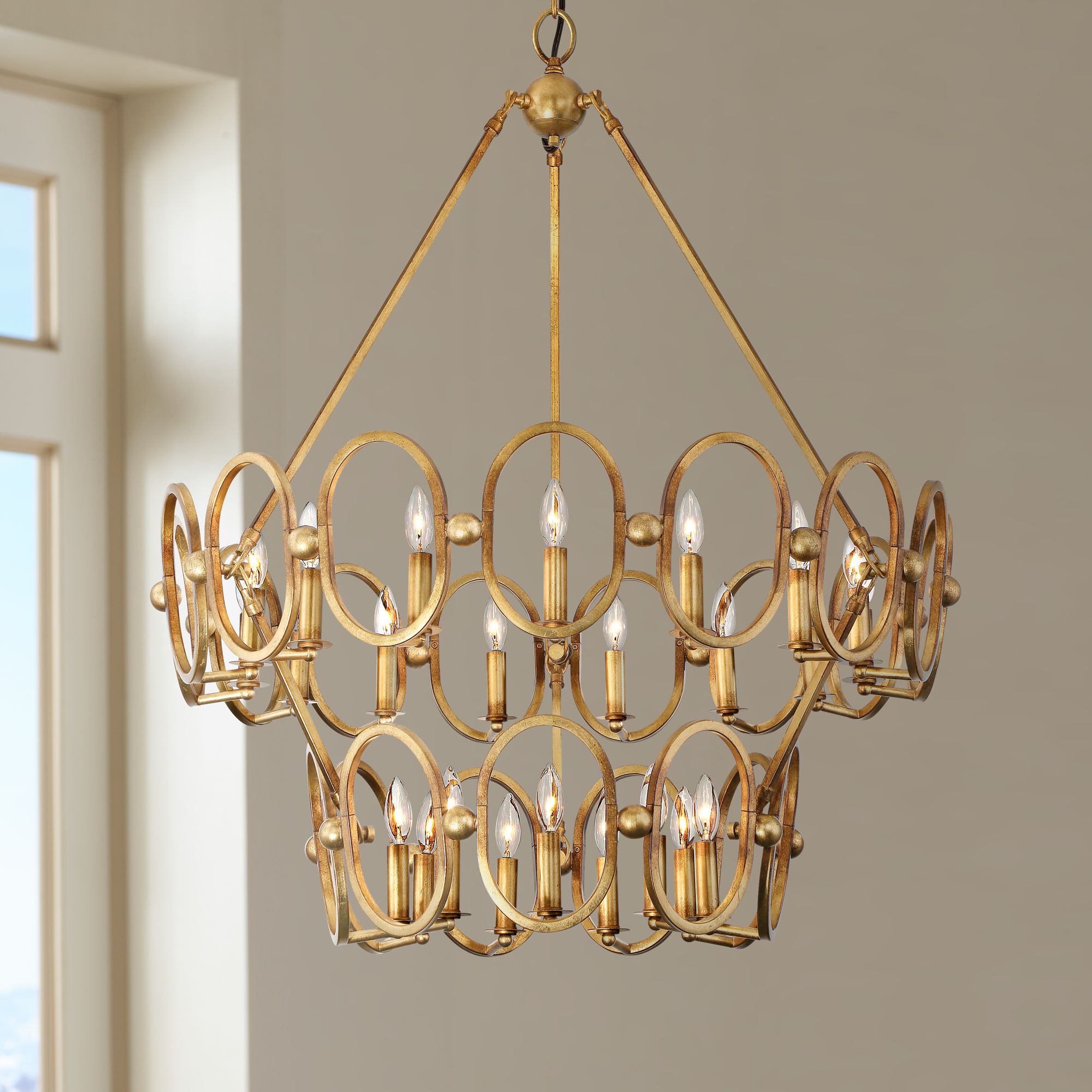 Clairpointe 37 1/2"W 24-Light Pandora Gold Leaf Chandelier