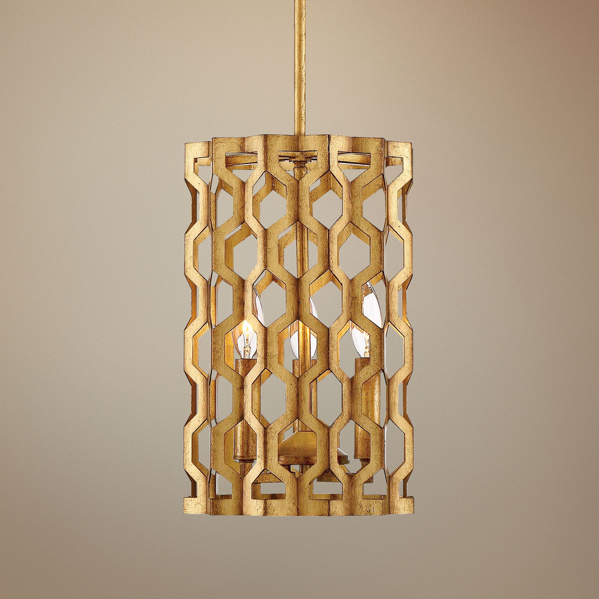 Coronade 9" Wide 3-Light Pandora Gold Leaf Mini Pendant