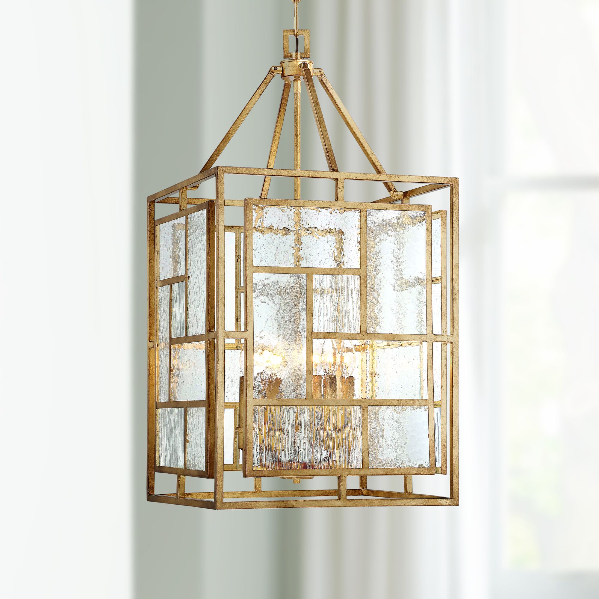 Edgemont Park 18" Wide 6-Light Pandora Gold Leaf Pendant